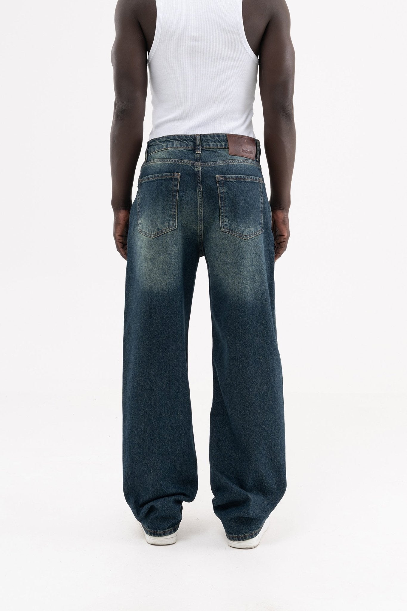 Erkek Effected Velvet Baggy Jean Pantolon Mavi