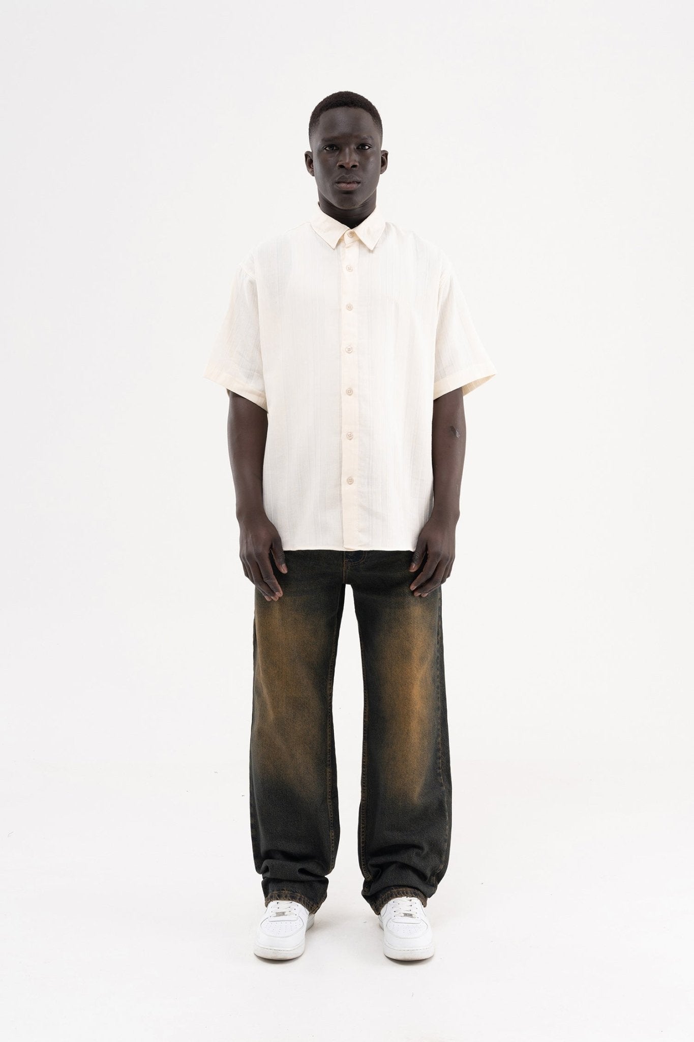 Erkek Effected Velvet Baggy Jean Pantolon Sunburn Wash