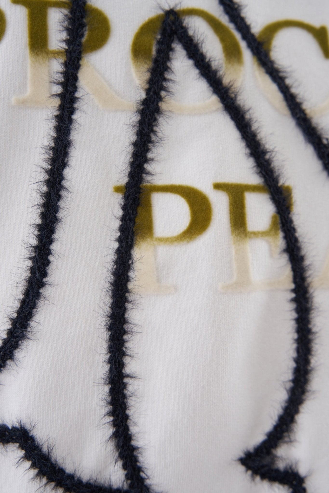 Erkek Embroidered and Flock Printer Oversize Tişört Ekru