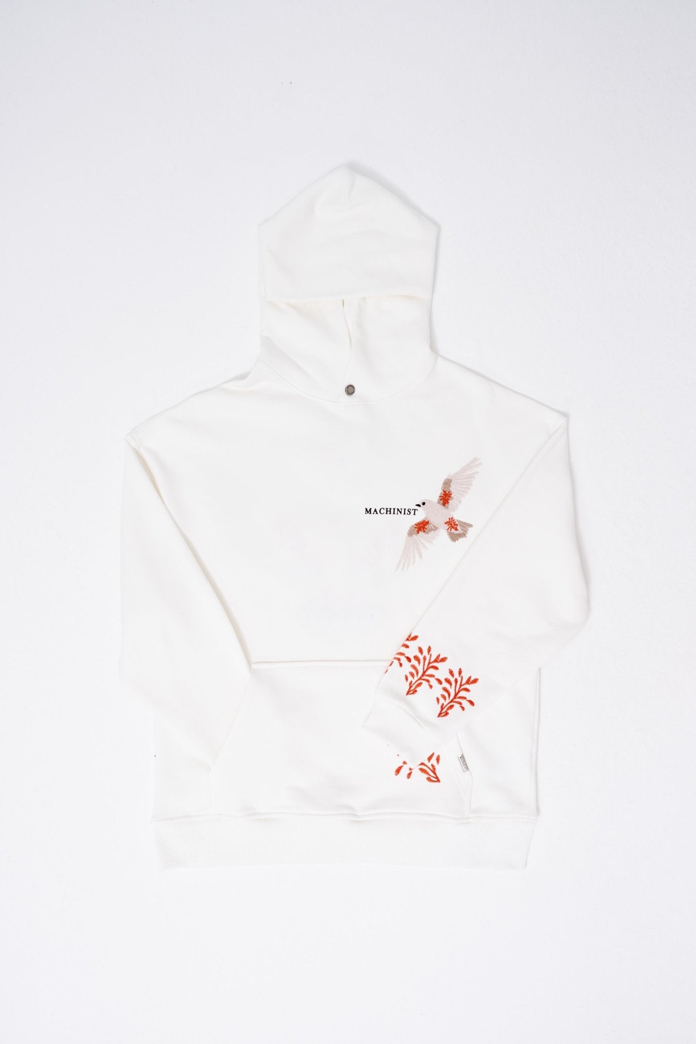 Erkek Embroidery Bird Kapüşonlu Sweatshirt Ekru