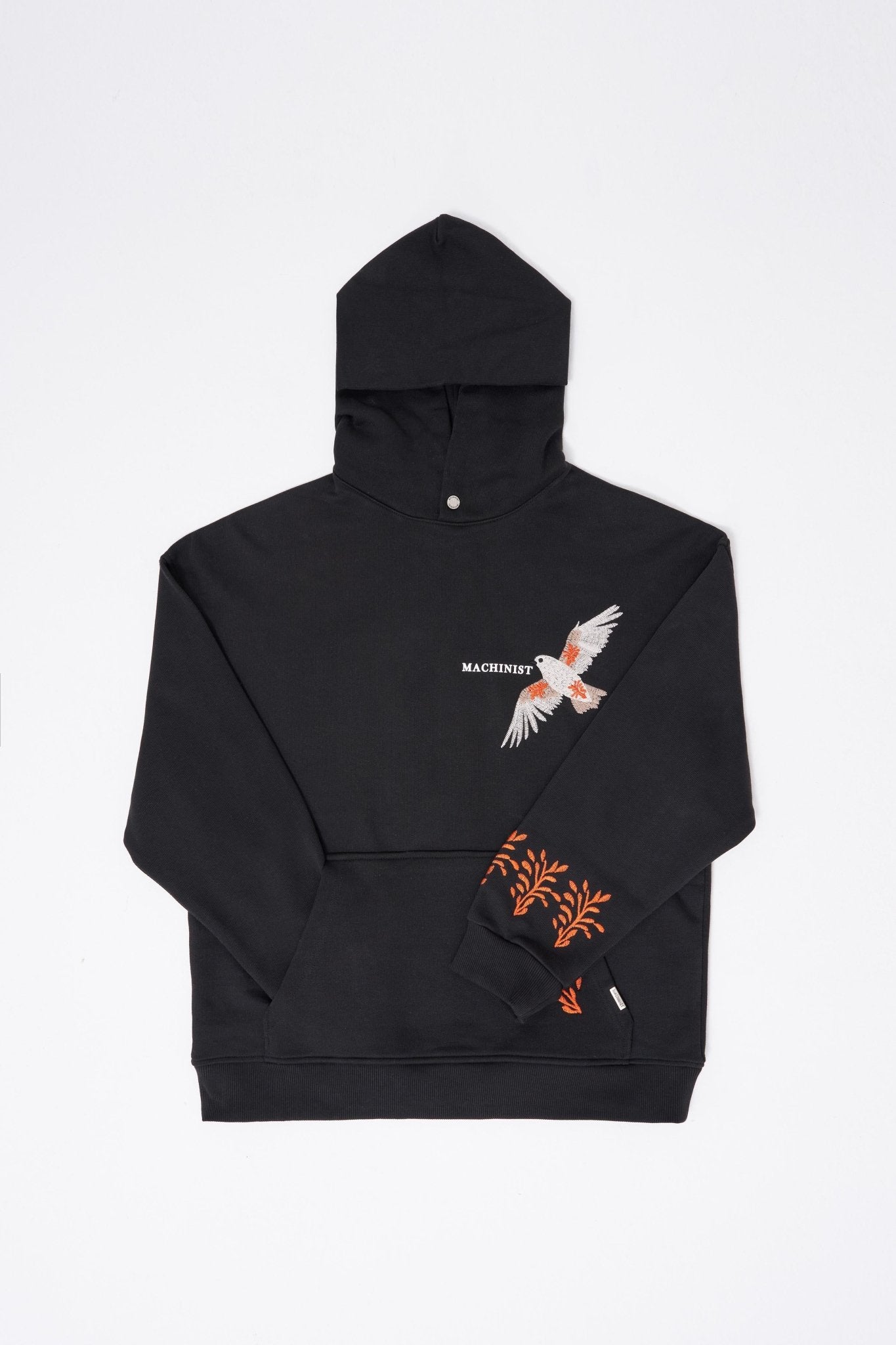Erkek Embroidery Bird Kapüşonlu Sweatshirt Siyah
