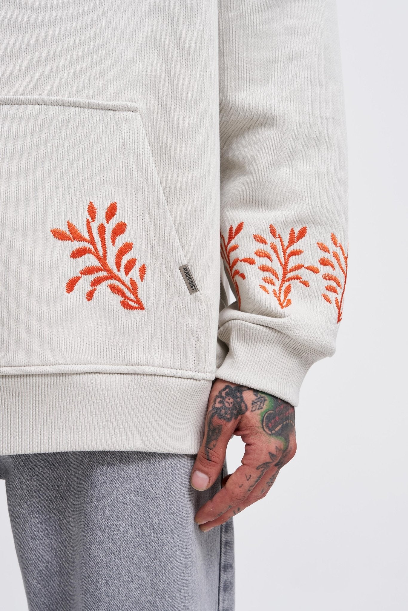 Erkek Embroidery Bird Kapüşonlu Sweatshirt Uzay Grisi