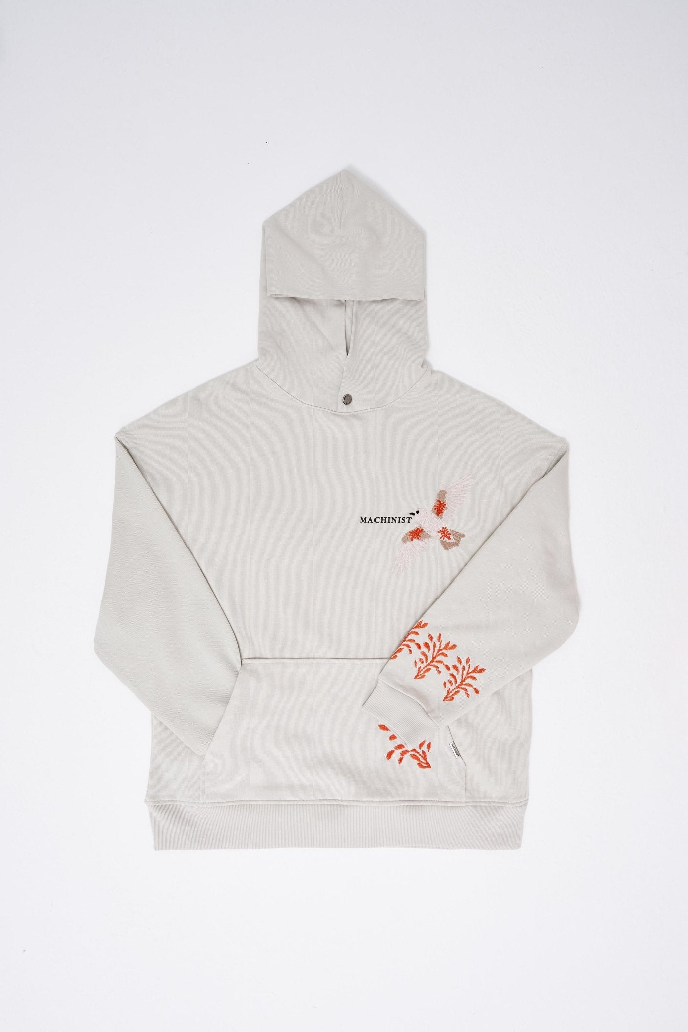 Erkek Embroidery Bird Kapüşonlu Sweatshirt Uzay Grisi