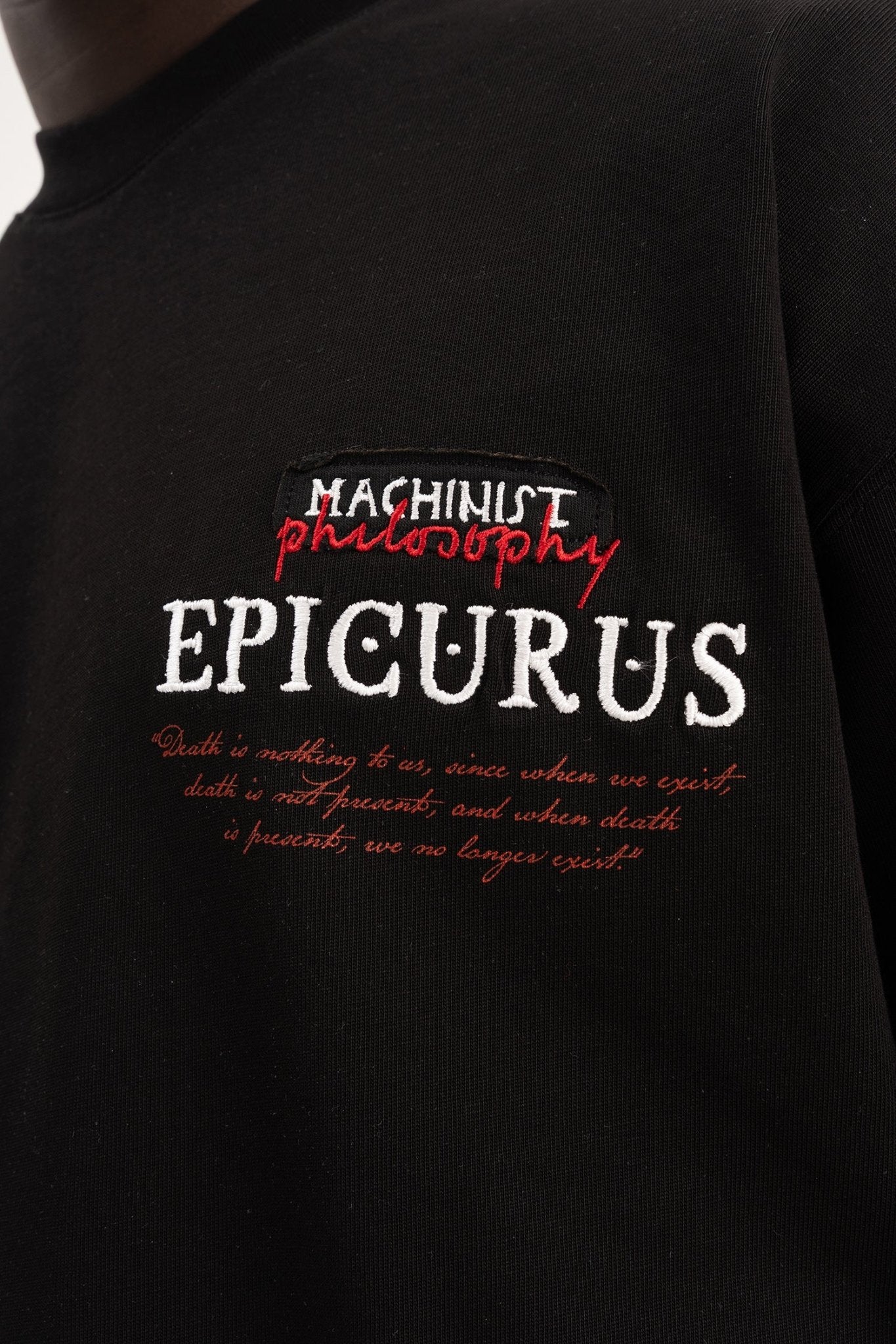 Erkek Epicurus Baskılı Oversize Tişört Siyah