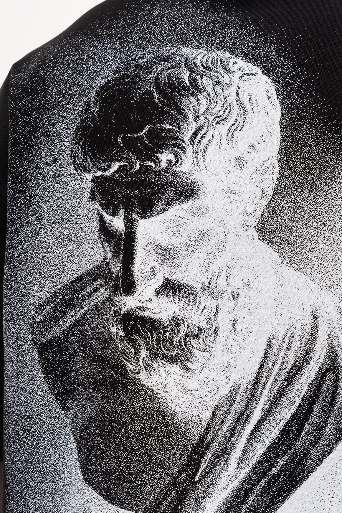 Erkek Epicurus Baskılı Oversize Tişört Siyah