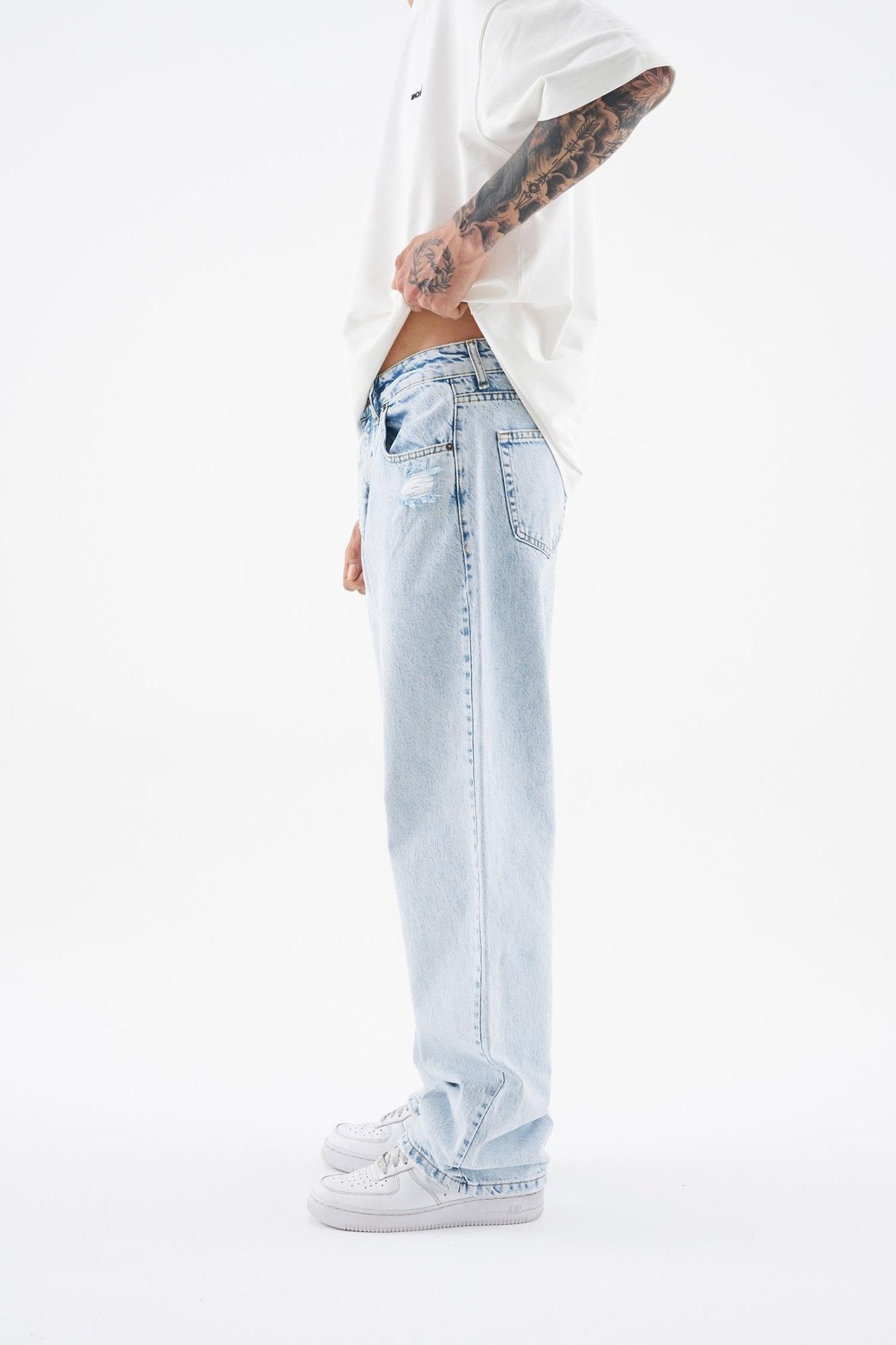 Erkek Ethnical Patterned Jean Açık Mavi