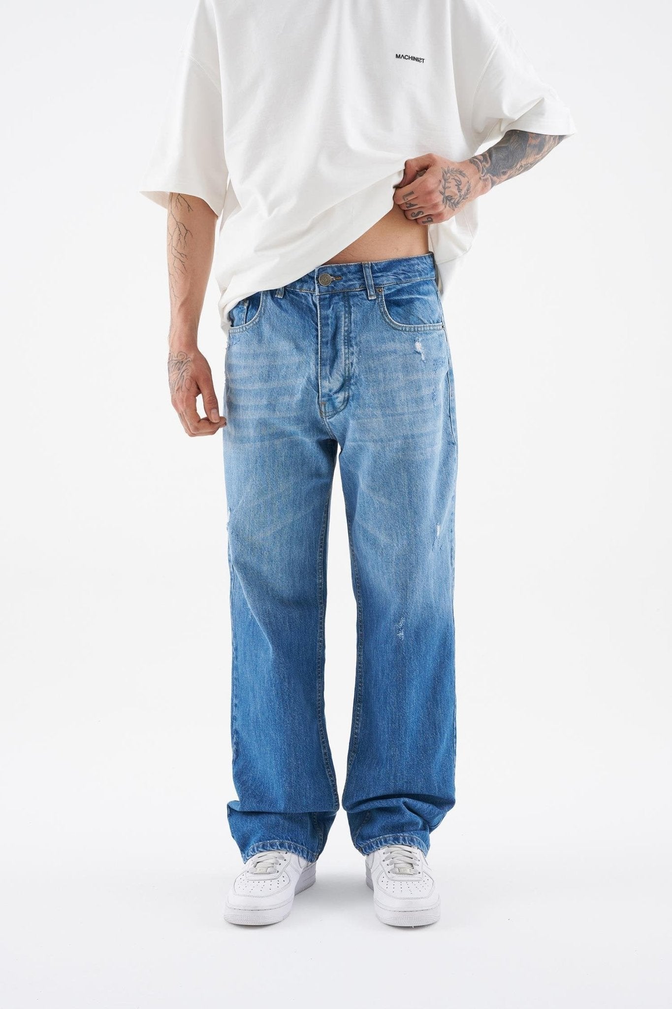 Erkek Ethnical Patterned Jean Mavi