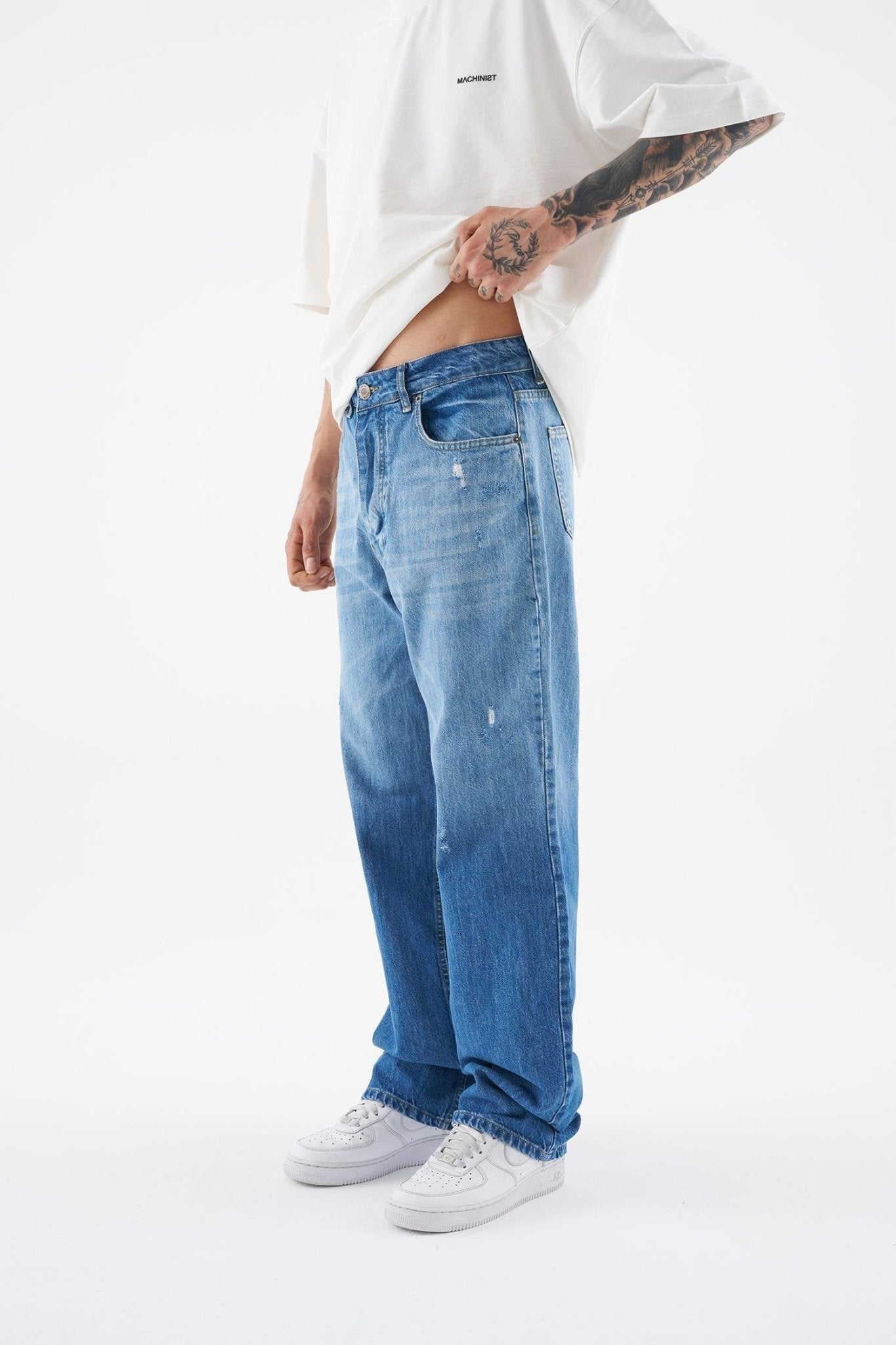 Erkek Ethnical Patterned Jean Mavi