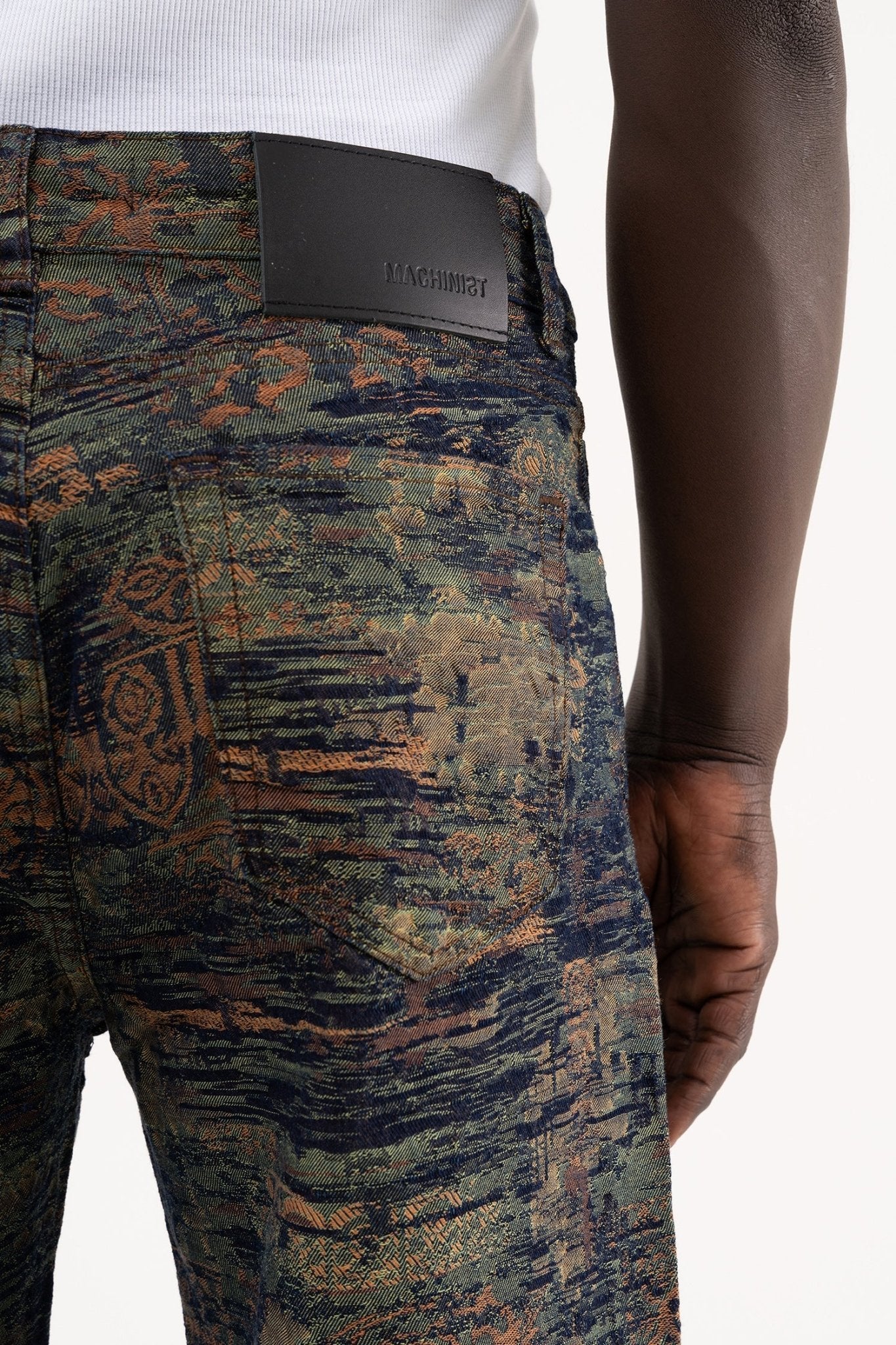 Erkek Etnik Desenli Jakarlı Baggy Jean Pantolon Siyah
