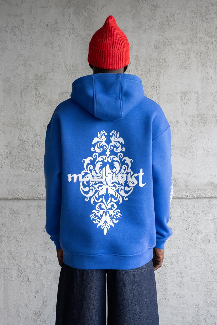 Erkek Etnik Desenli Kapüşonlu Sweatshirt Açık Mavi