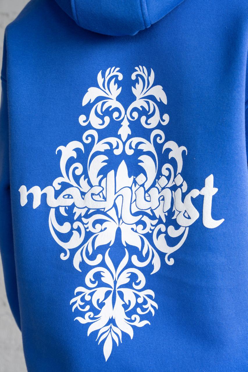 Erkek Etnik Desenli Kapüşonlu Sweatshirt Açık Mavi
