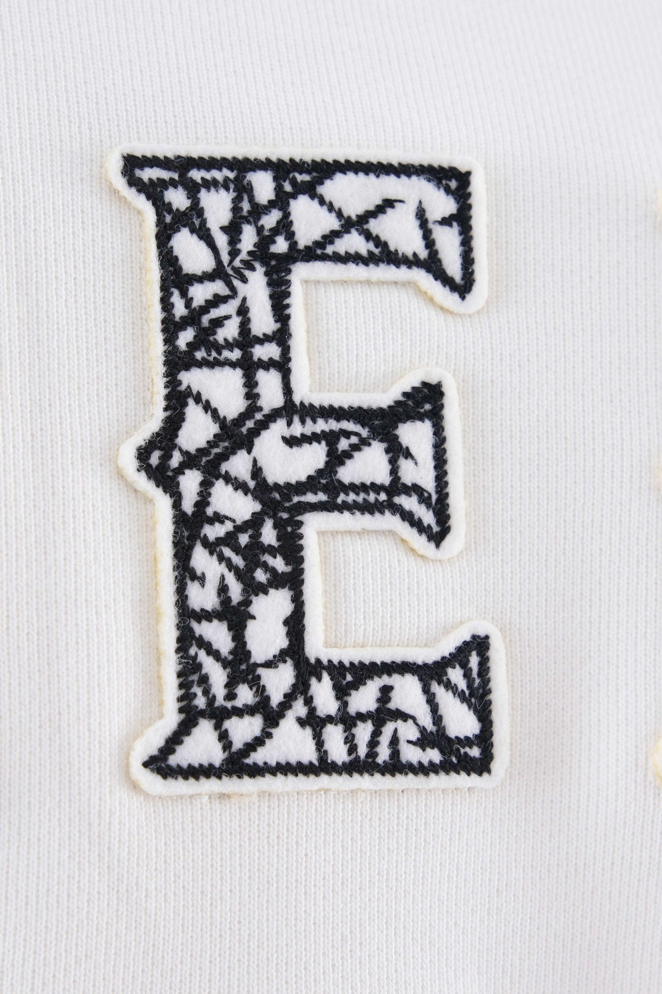 Erkek Felt Badge Zip Polo Sweatshirt Ekru