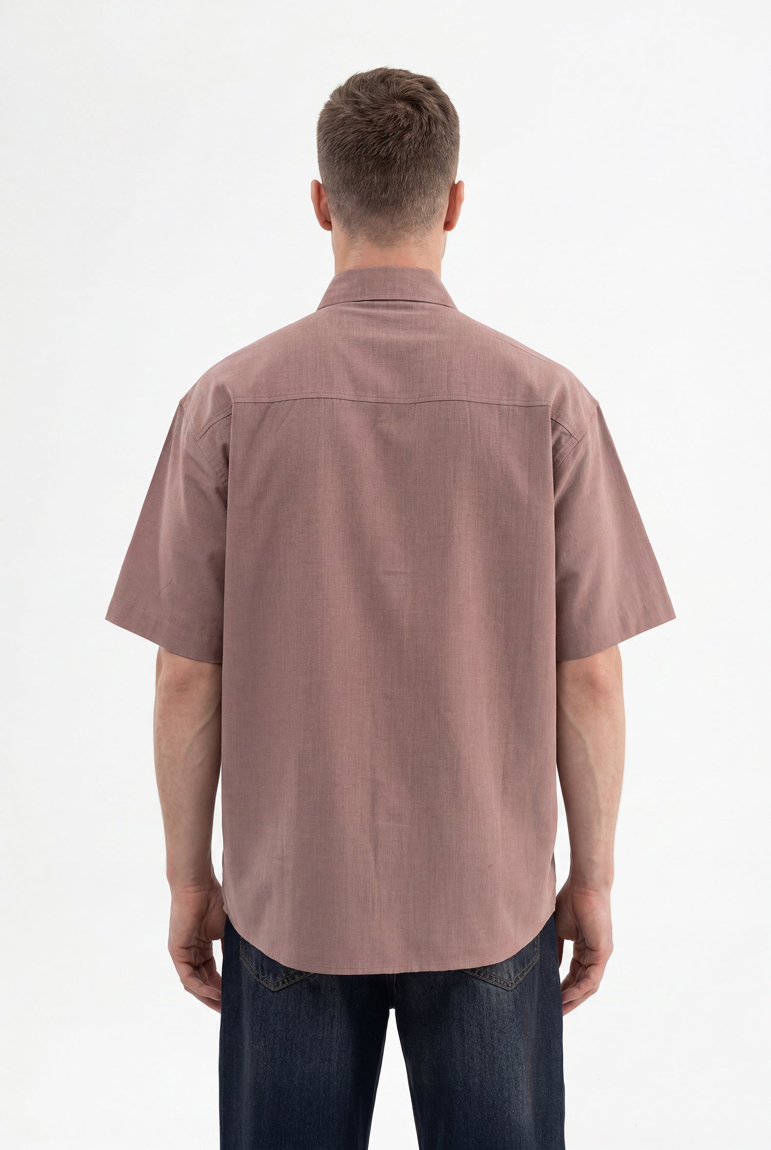 Erkek Flamlı Pamuk Oversize Gömlek Mocca-3
