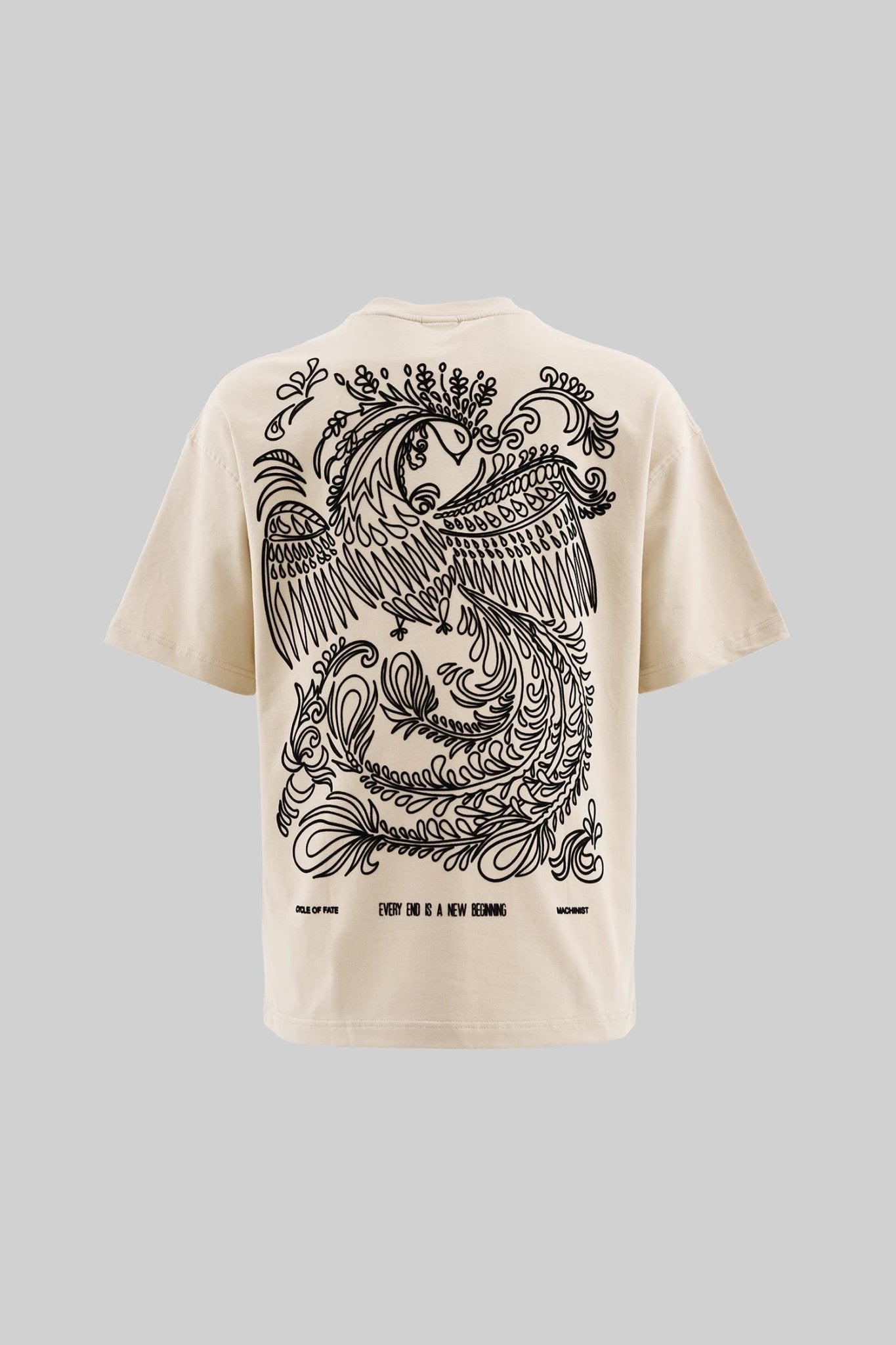 Erkek Flock Printed Oversi̇ze Ti̇şört Açık Bej