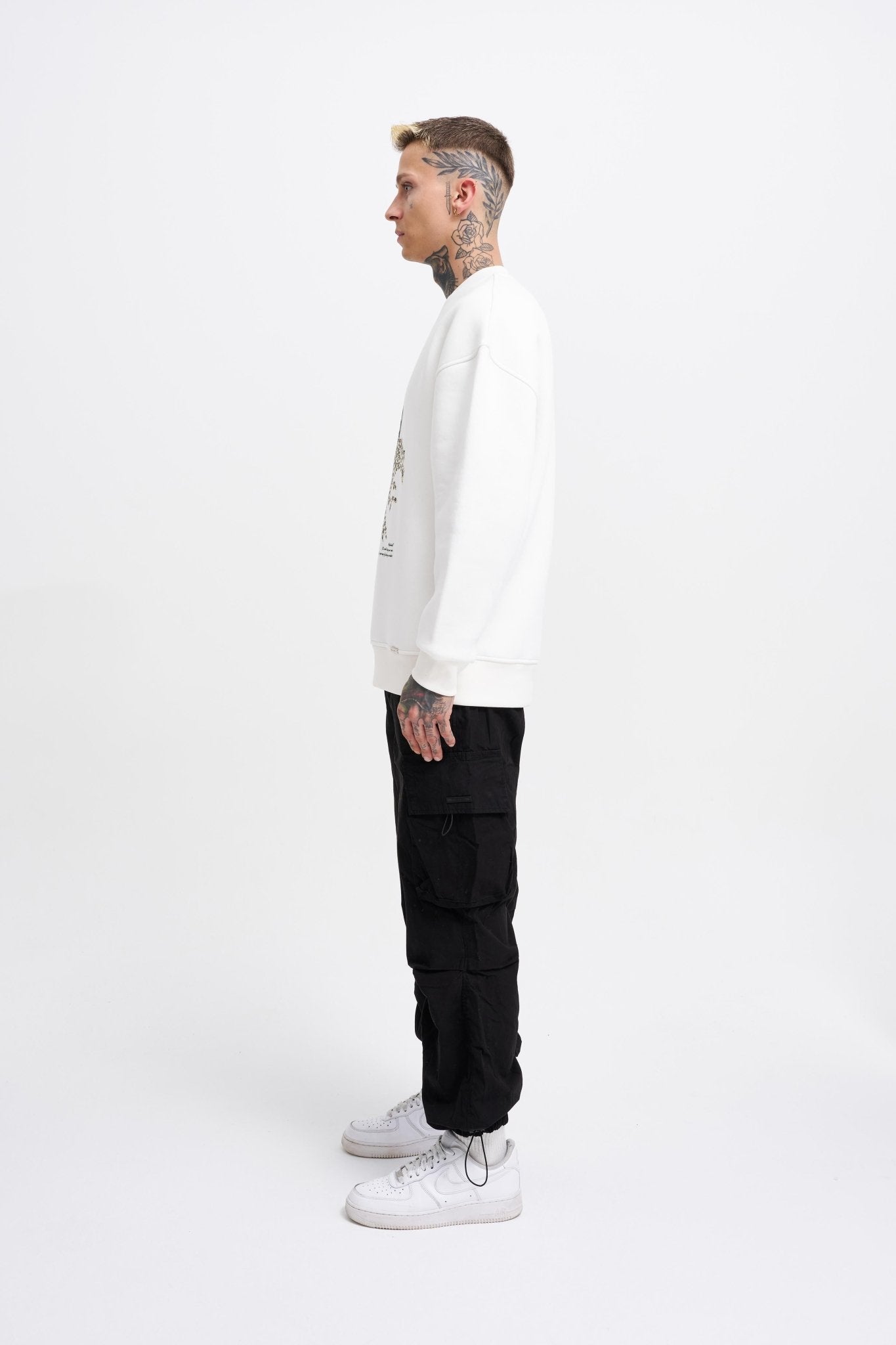 Erkek Floral Bird Sweatshirt Ekru