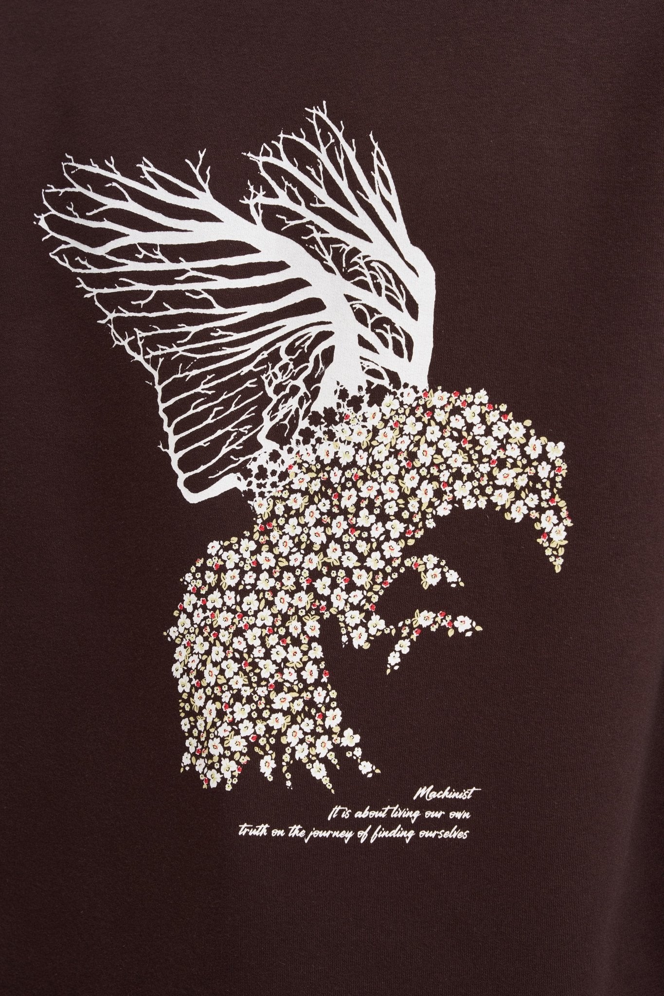Erkek Floral Bird Sweatshirt Koyu Kahverengi