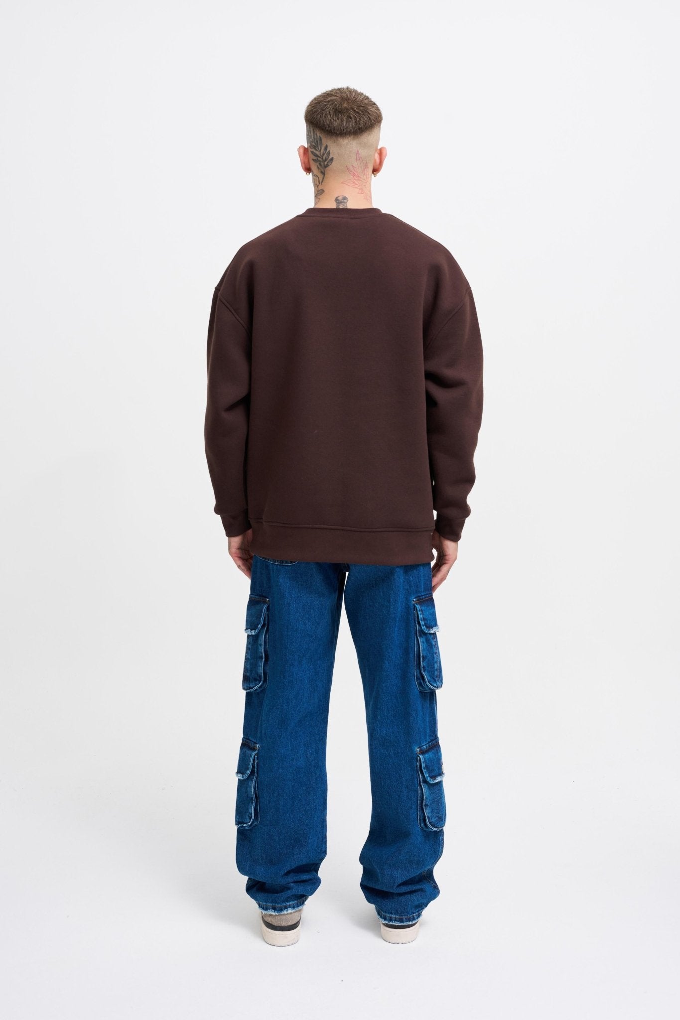 Erkek Floral Bird Sweatshirt Koyu Kahverengi