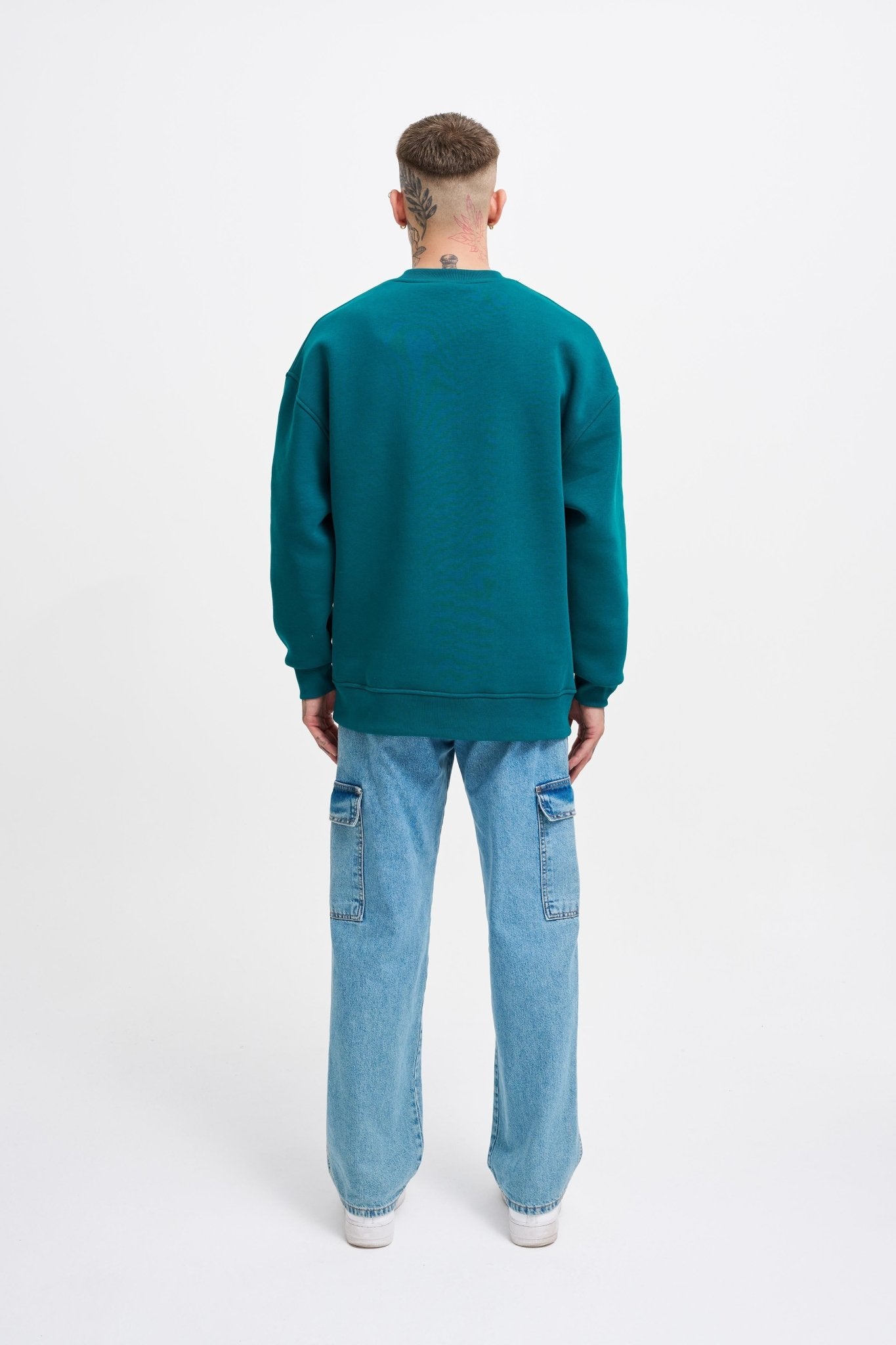 Erkek Floral Bird Sweatshirt Yağ Yeşili