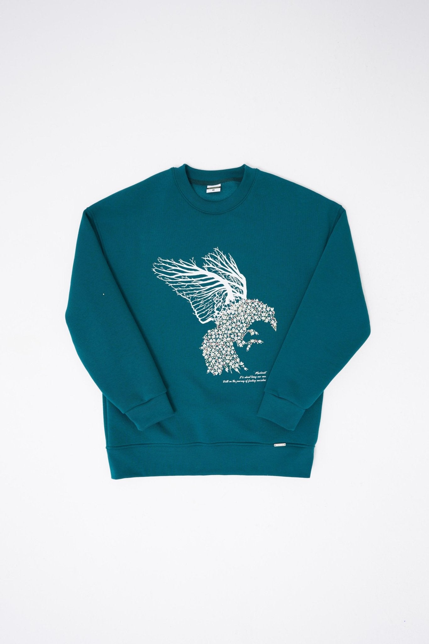 Erkek Floral Bird Sweatshirt Yağ Yeşili