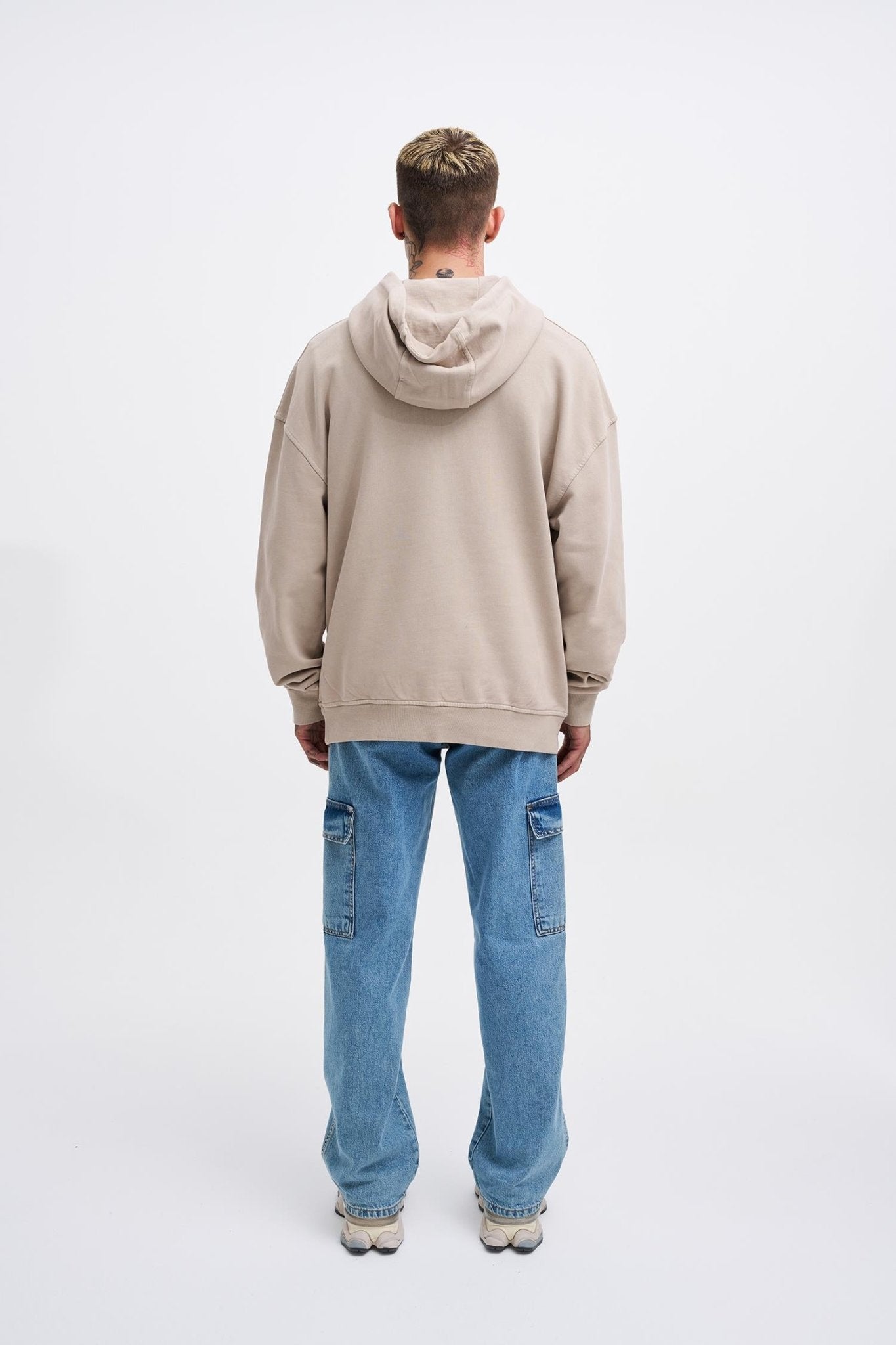 Erkek Free Sprit Yıkamalı Oversize Sweatshirt Açık Bej