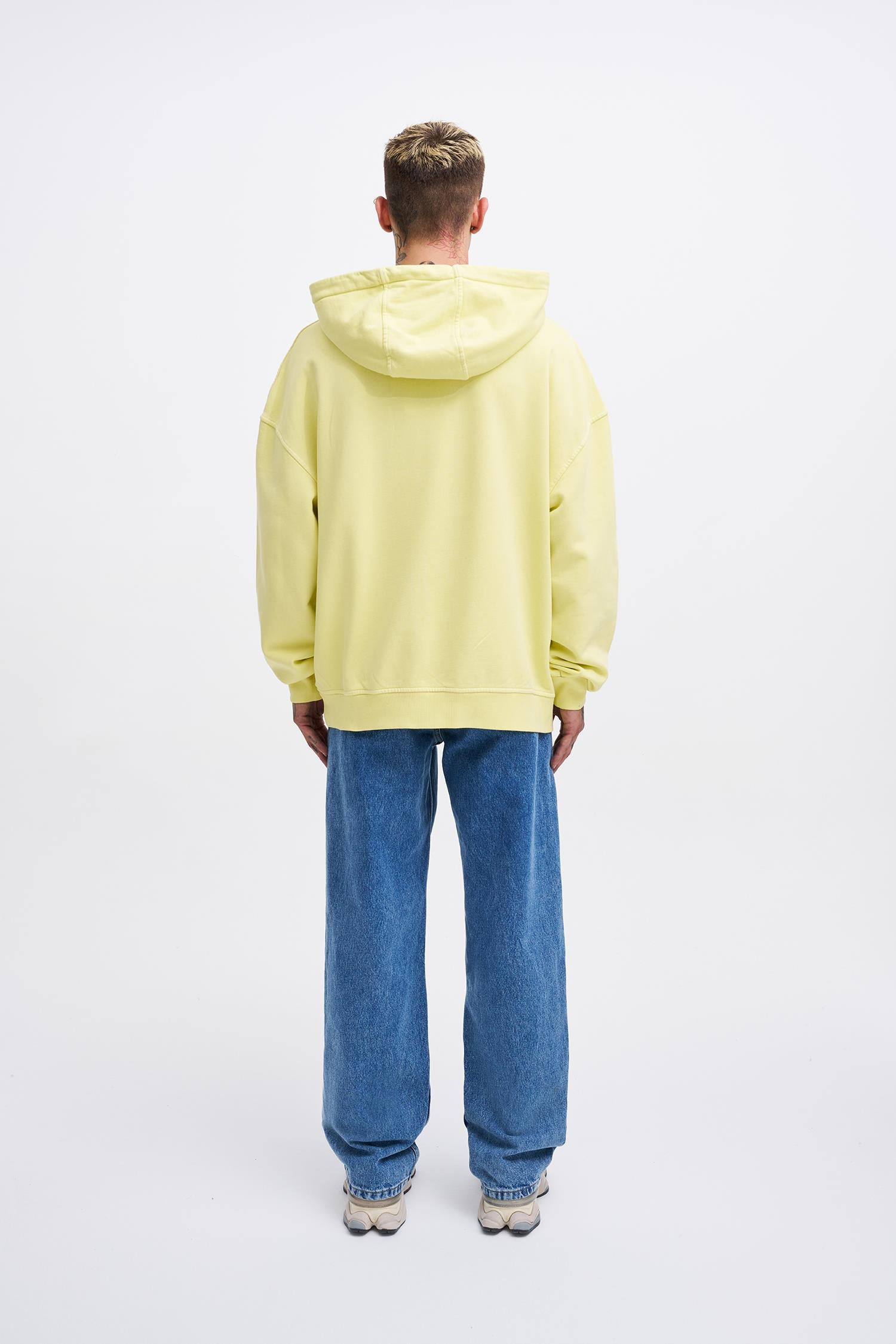 Erkek Free Sprit Yıkamalı Oversize Sweatshirt Açık Sarı