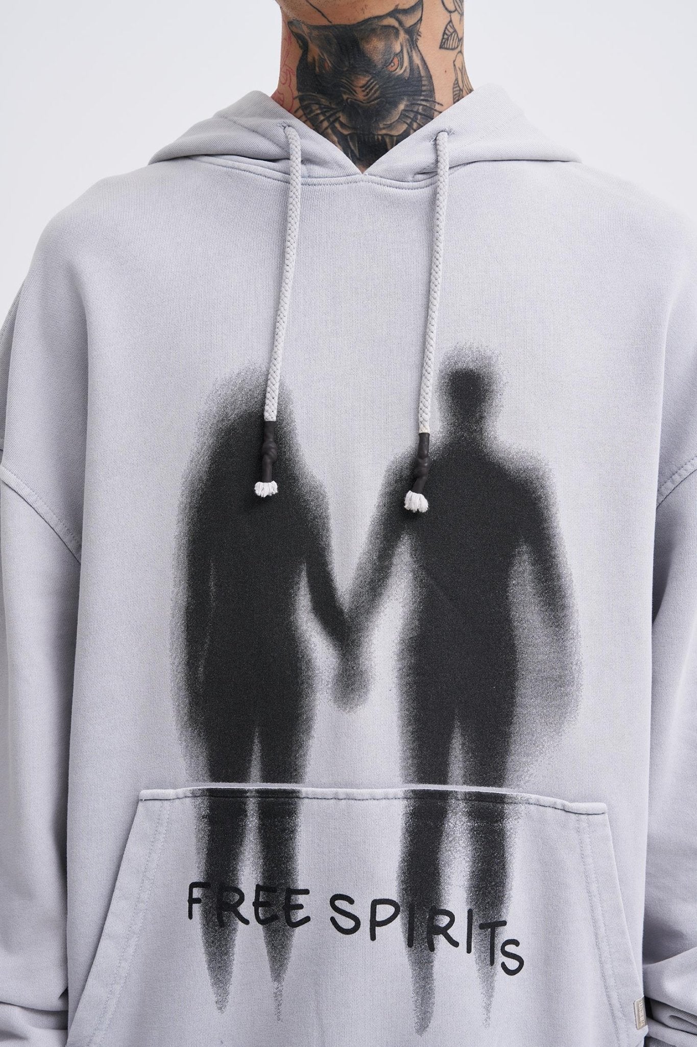 Erkek Free Sprit Yıkamalı Oversize Sweatshirt Gri