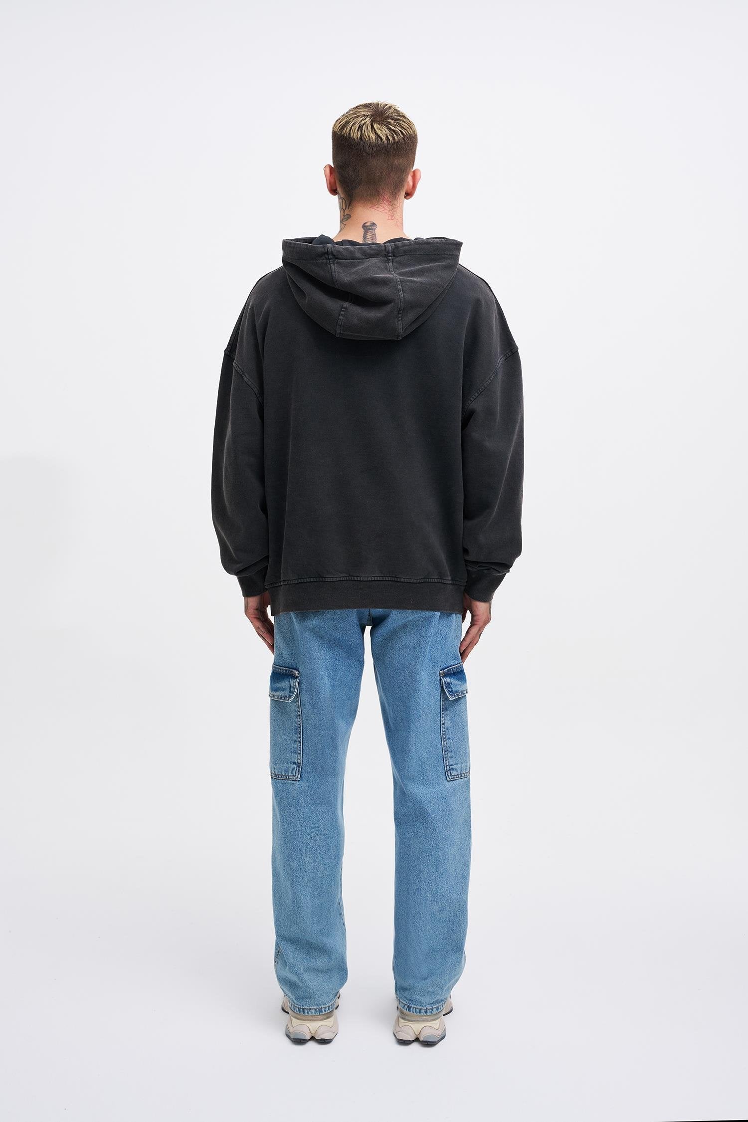 Erkek Free Sprit Yıkamalı Oversize Sweatshirt Siyah