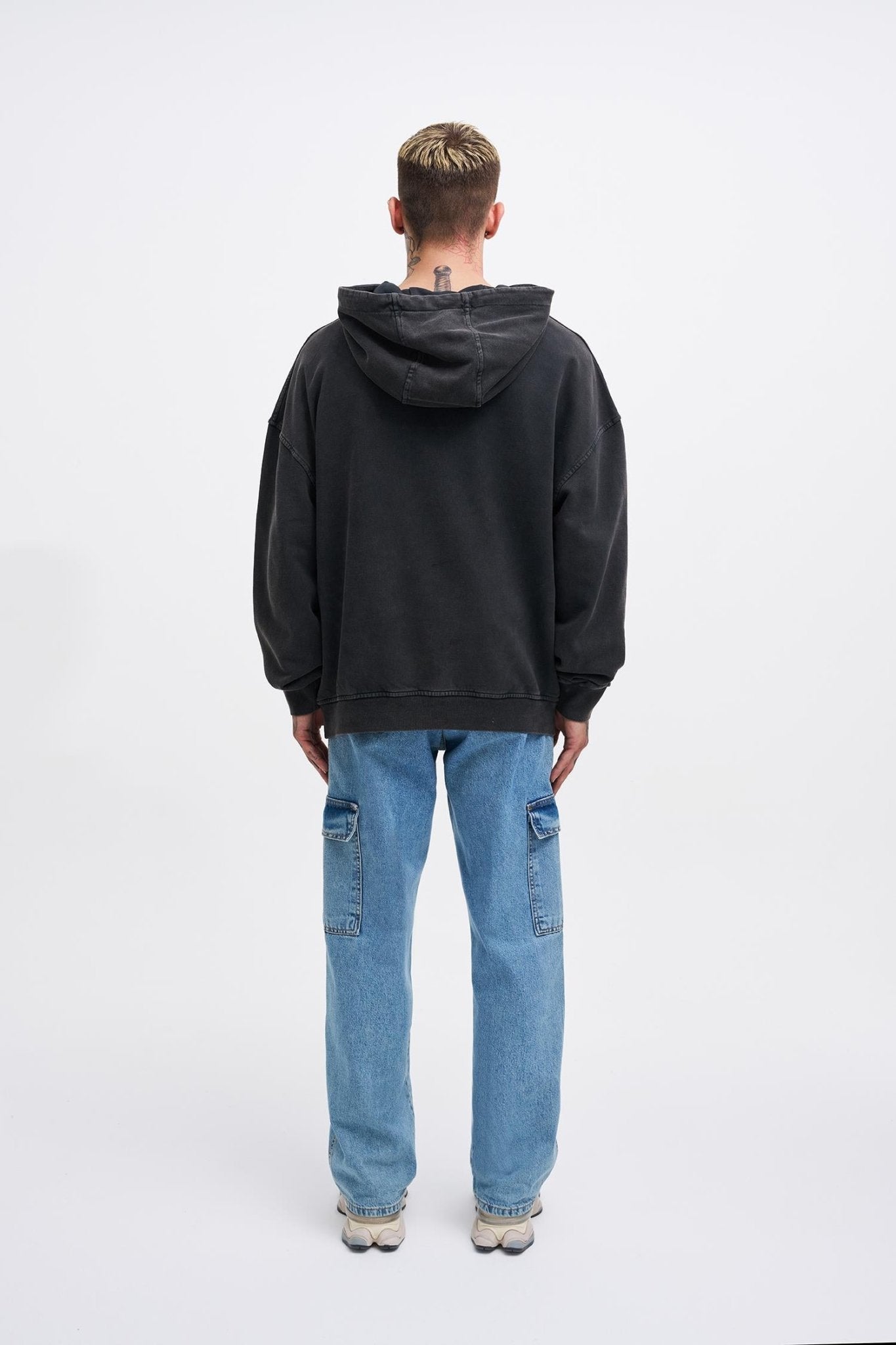 Erkek Free Sprit Yıkamalı Oversize Sweatshirt Siyah