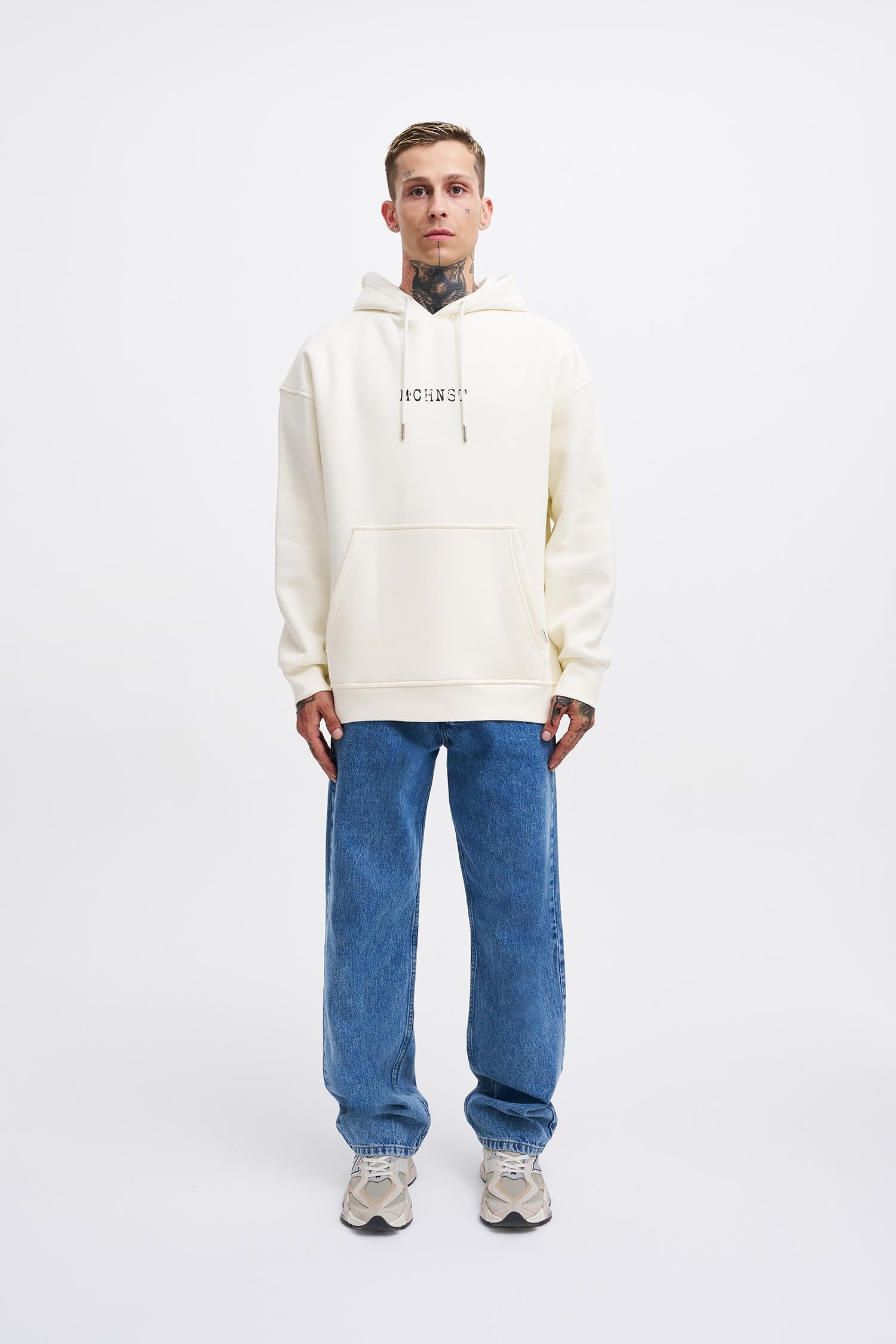 Erkek Good And Evil Baskılı Oversize Sweatshirt Ekru