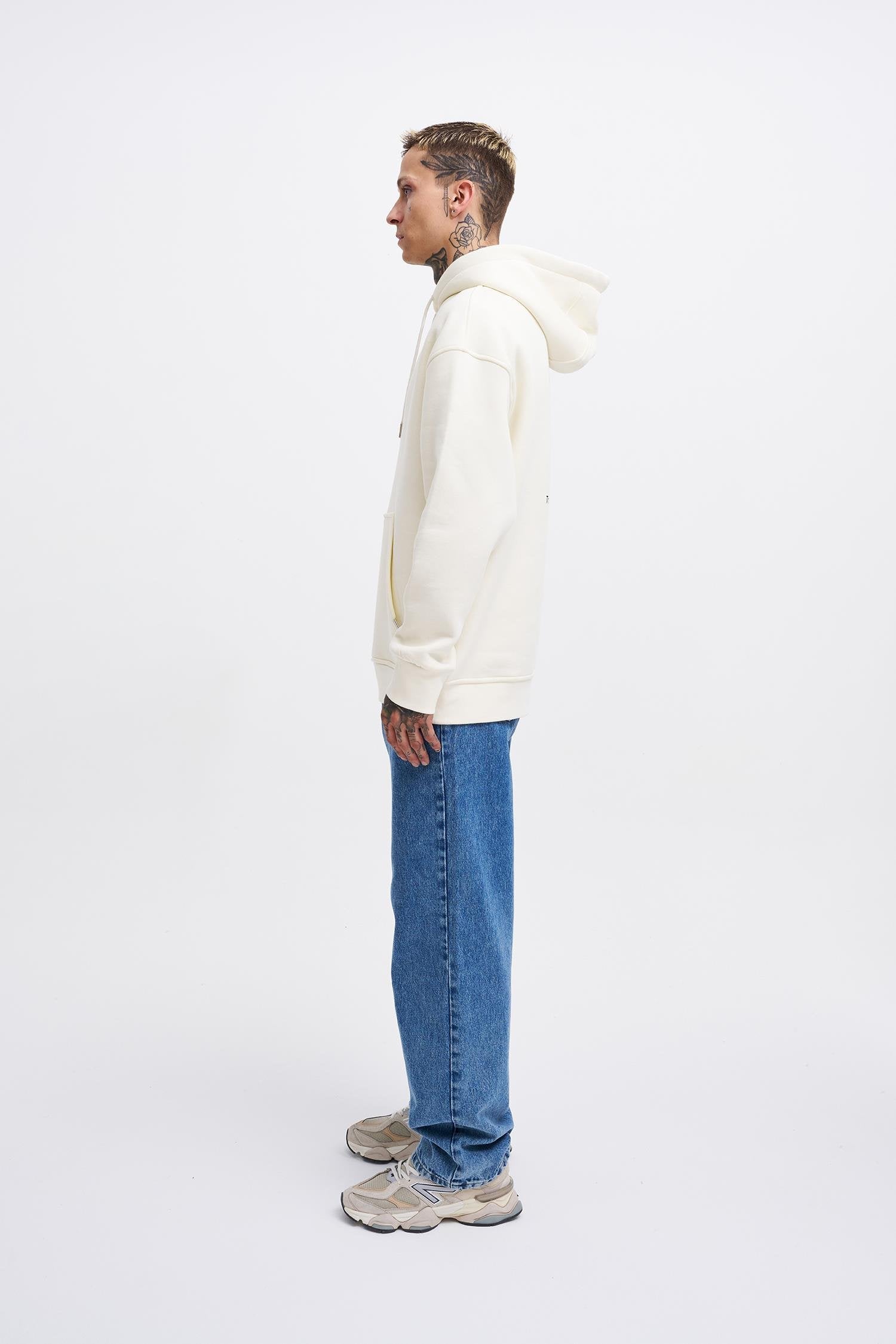 Erkek Good And Evil Baskılı Oversize Sweatshirt Ekru