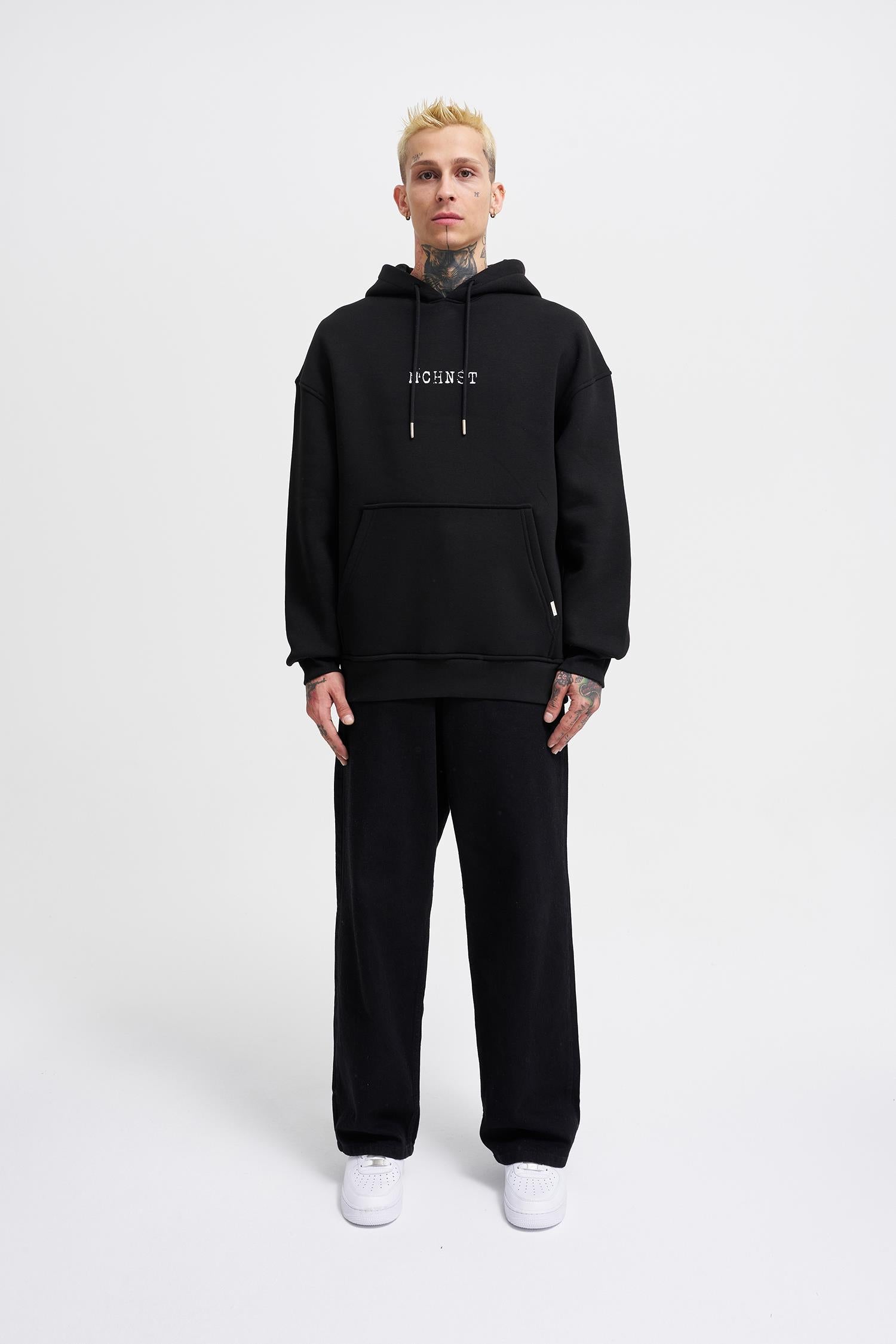 Erkek Good And Evil Baskılı Oversize Sweatshirt Siyah