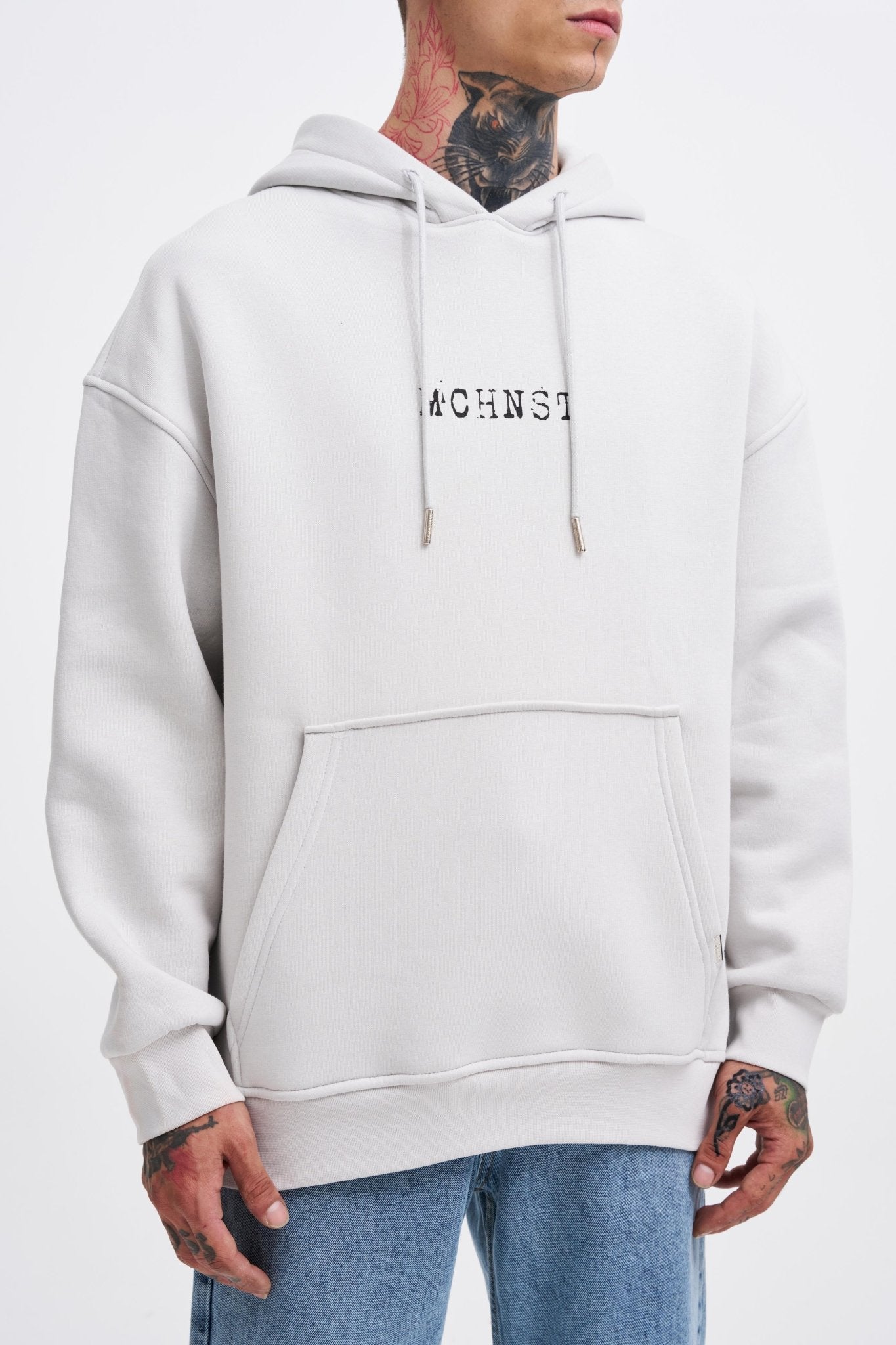 Erkek Good And Evil Baskılı Oversize Sweatshirt Uzay Grisi
