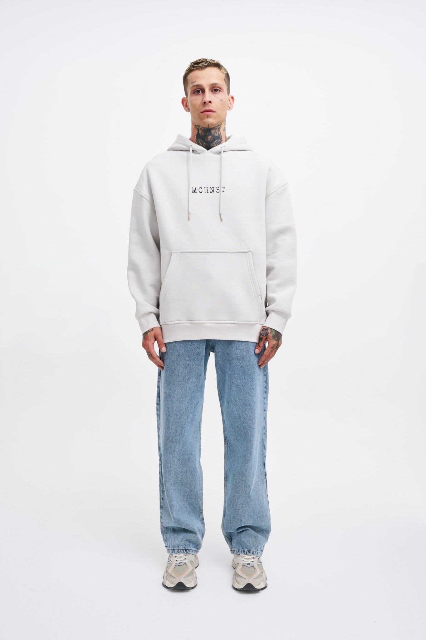 Erkek Good And Evil Baskılı Oversize Sweatshirt Uzay Grisi