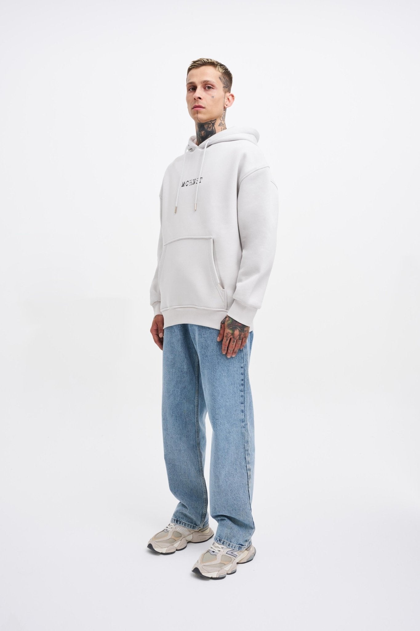 Erkek Good And Evil Baskılı Oversize Sweatshirt Uzay Grisi