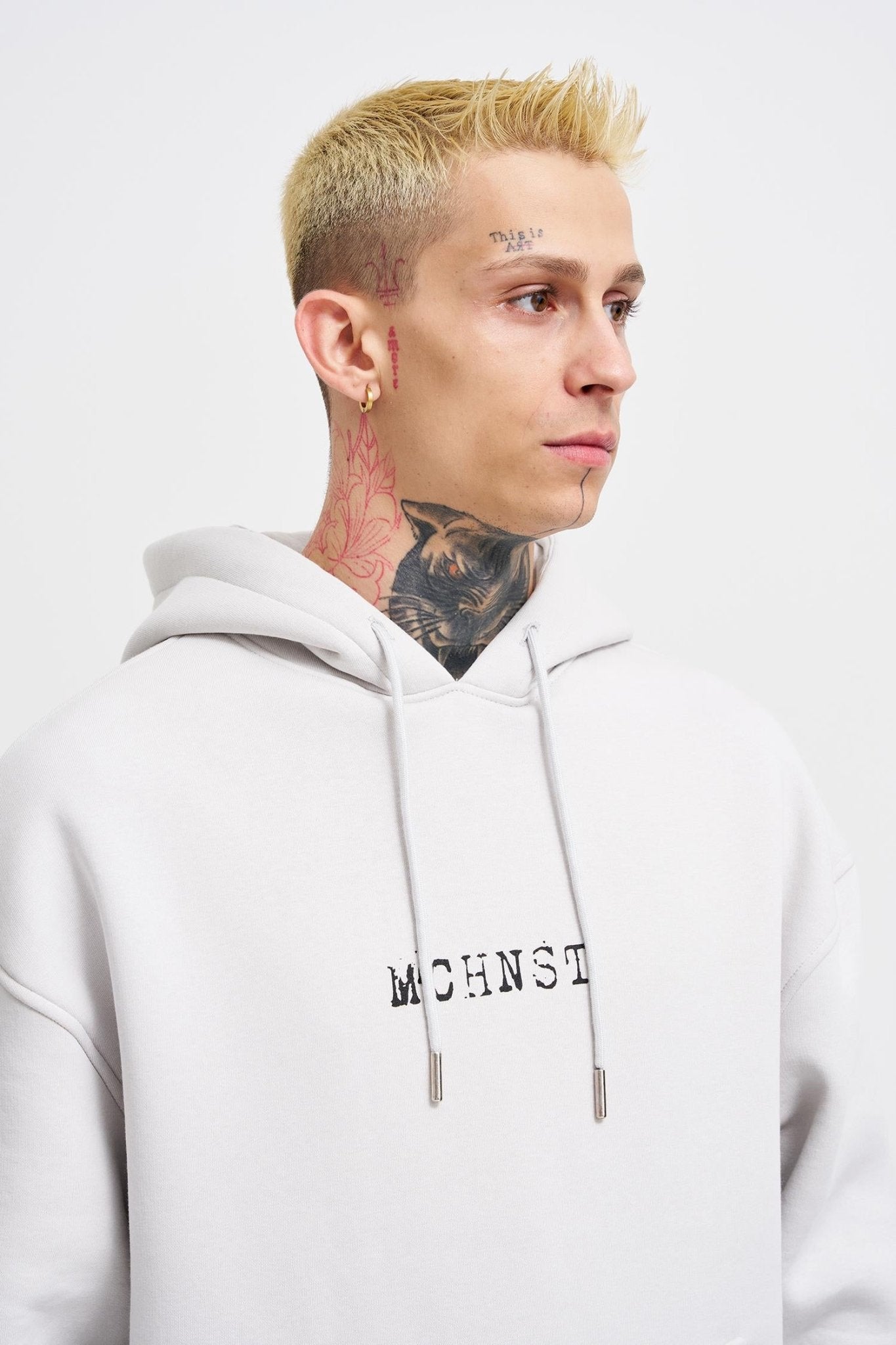 Erkek Good And Evil Baskılı Oversize Sweatshirt Uzay Grisi