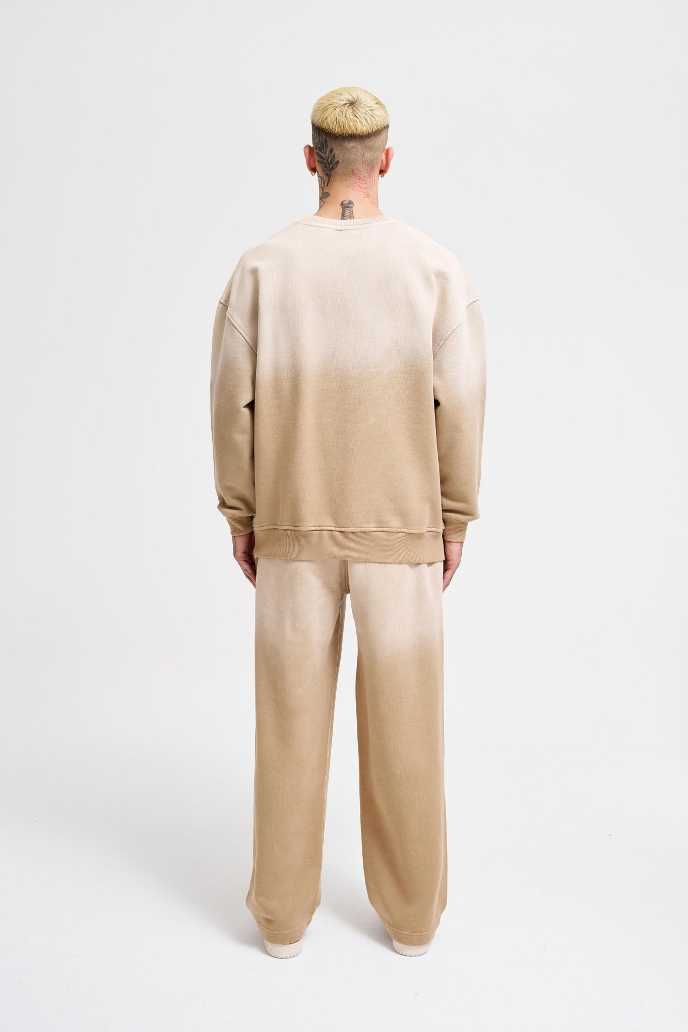 Erkek Gradient Washed Sweatshirt Bej