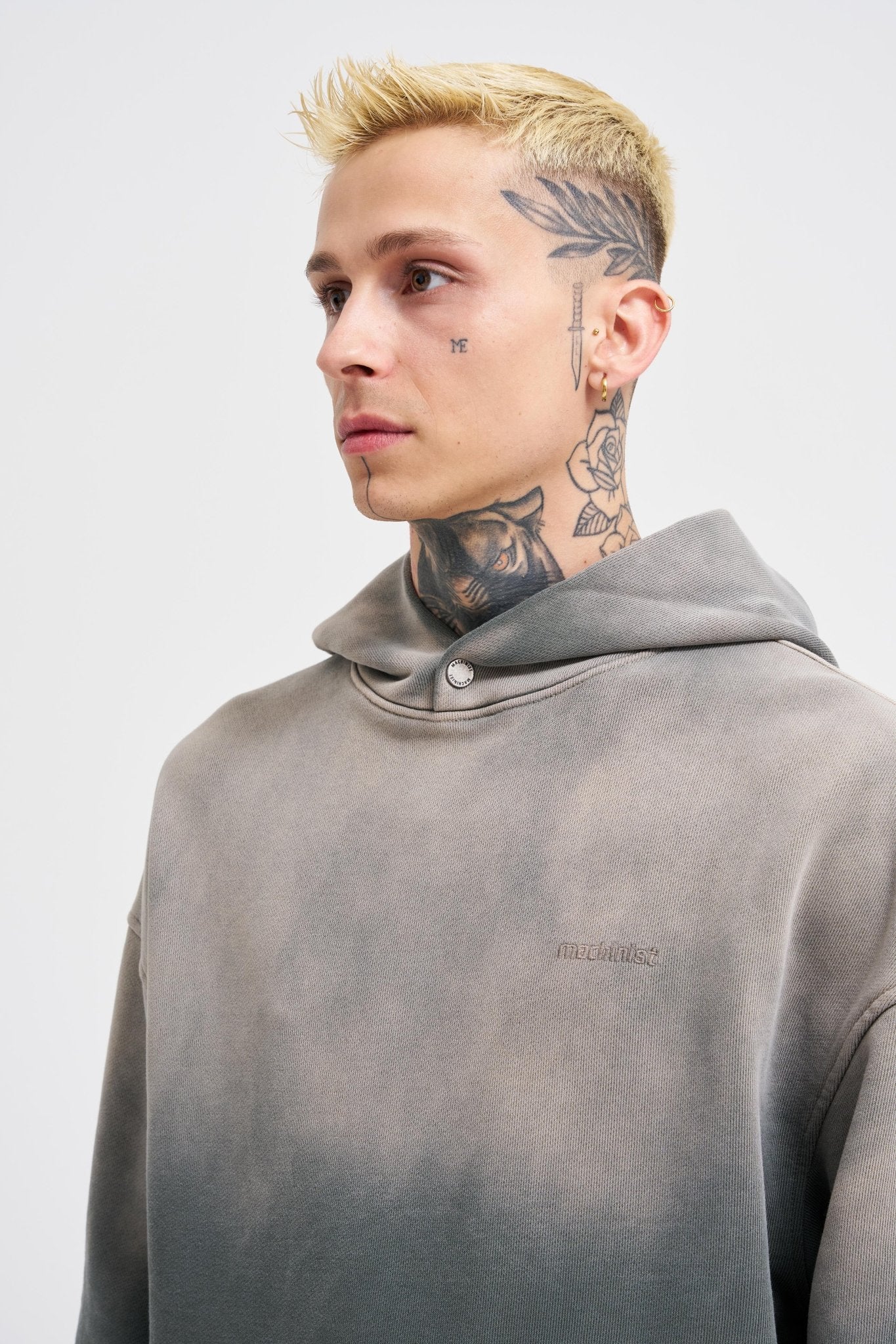 Erkek Gradient Yıkamalı Kapüşonlu Sweatshirt Haki