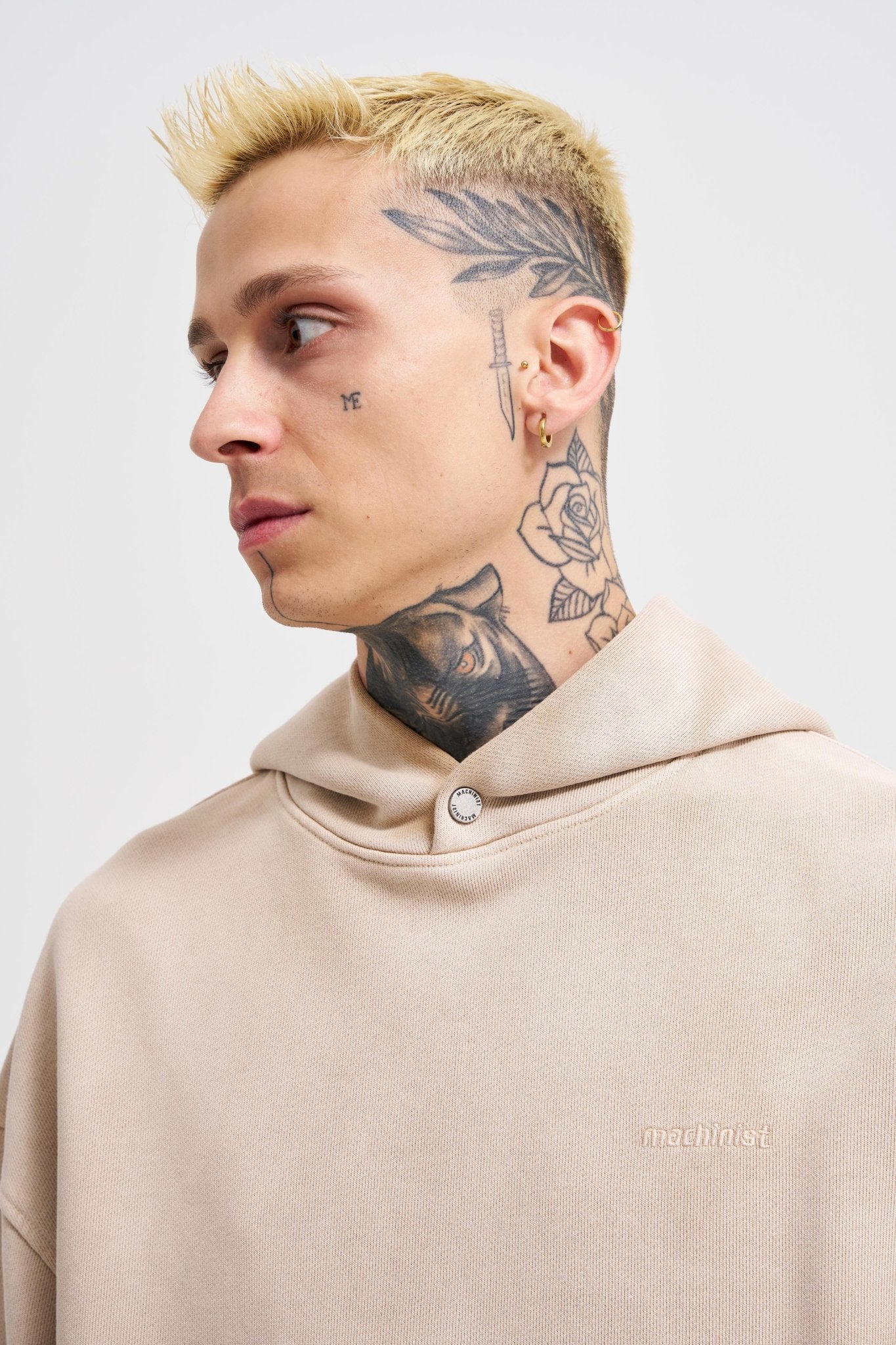 Erkek Gradient Yıkamalı Kapüşonlu Sweatshirt Bej