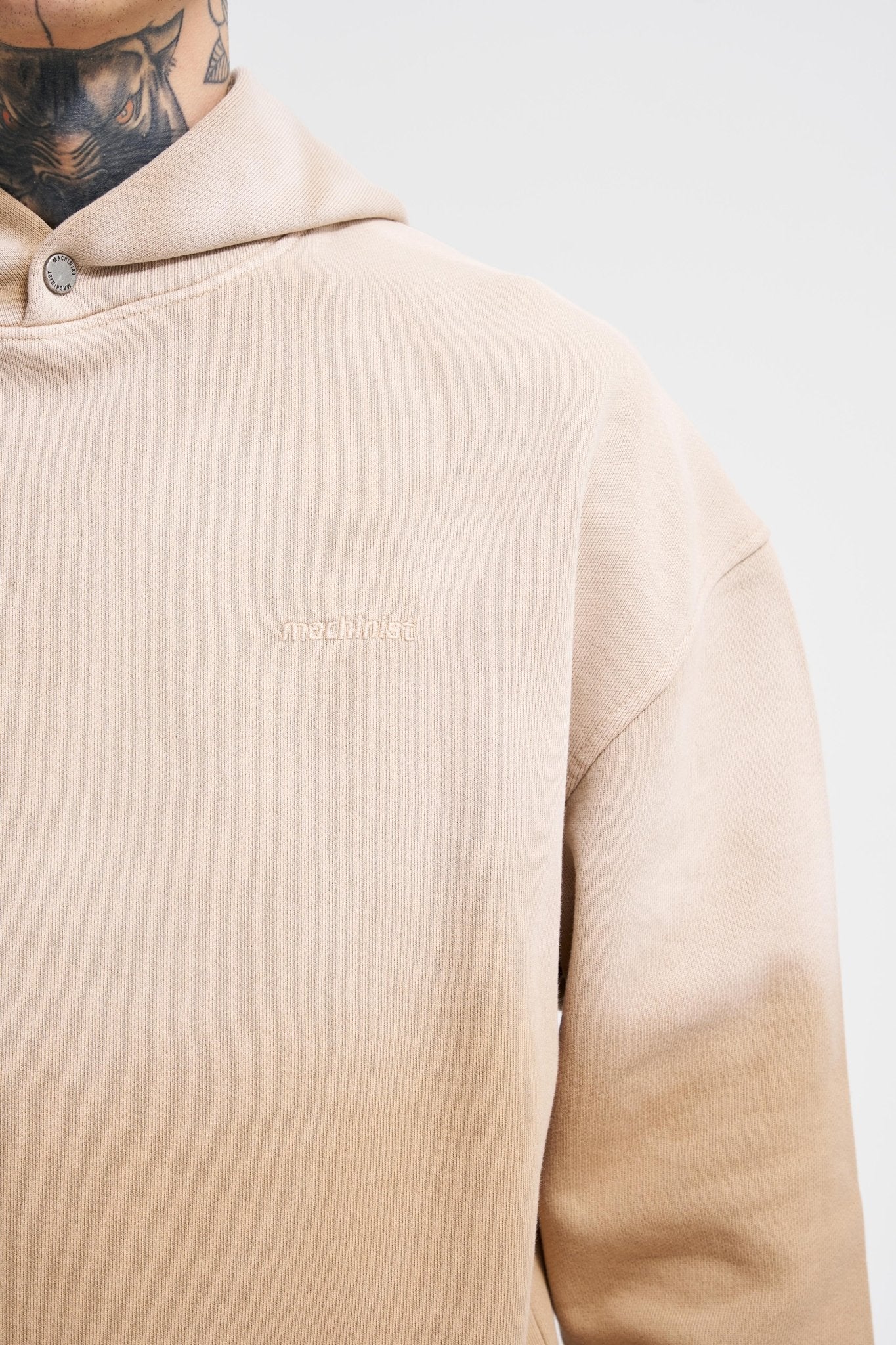 Erkek Gradient Yıkamalı Kapüşonlu Sweatshirt Bej