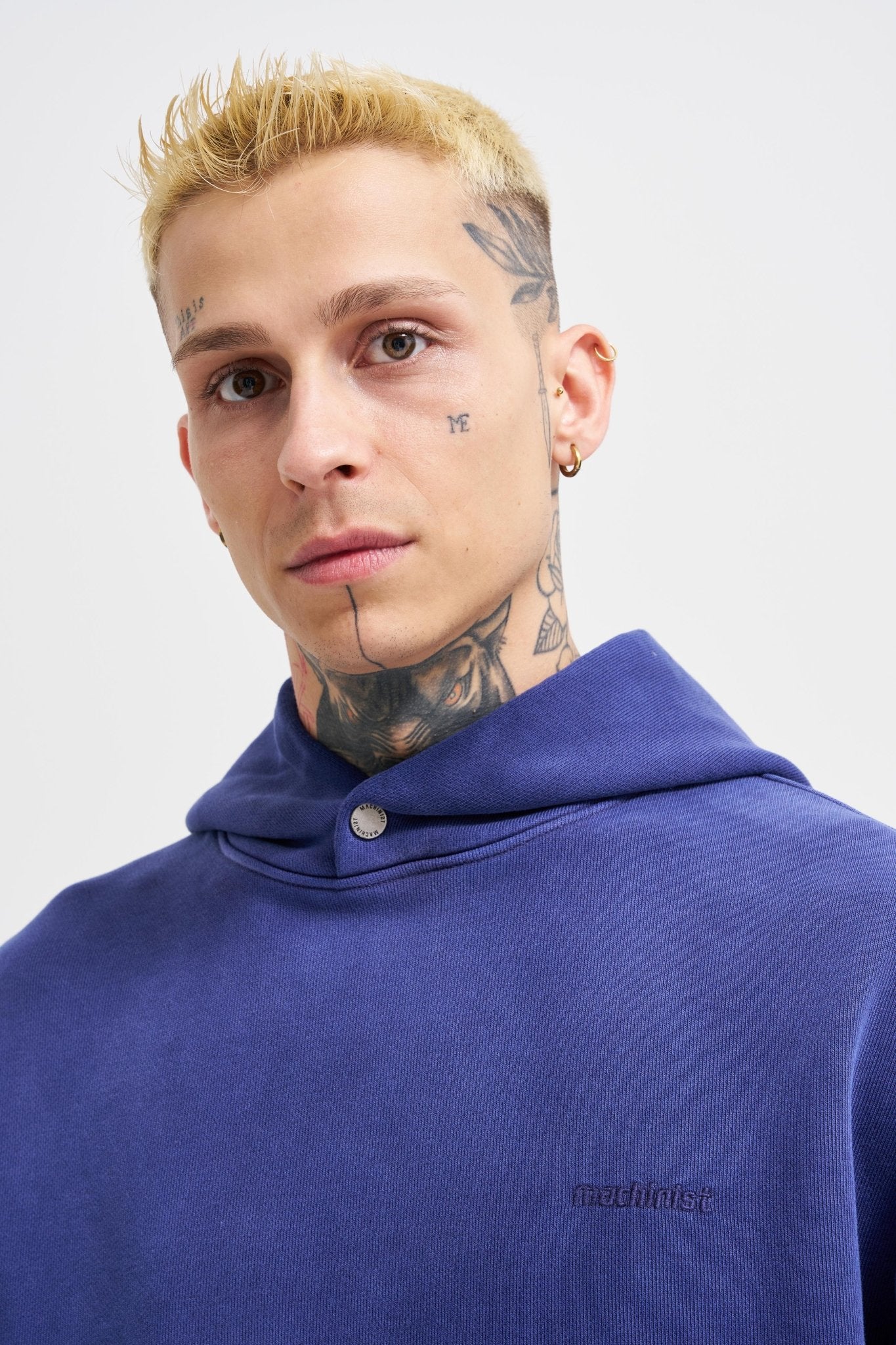 Erkek Gradient Yıkamalı Kapüşonlu Sweatshirt Gece Mavisi
