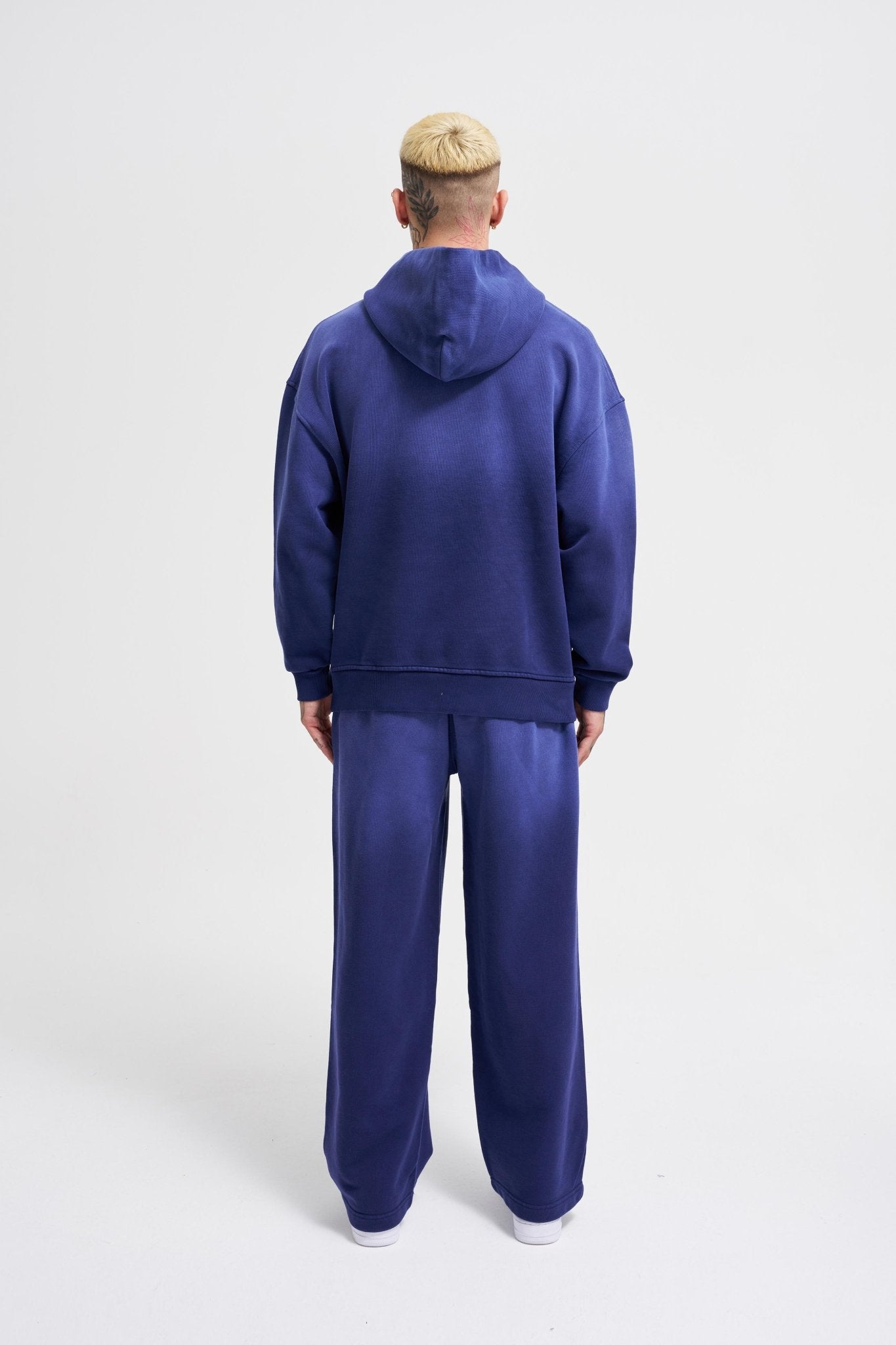 Erkek Gradient Yıkamalı Kapüşonlu Sweatshirt Gece Mavisi