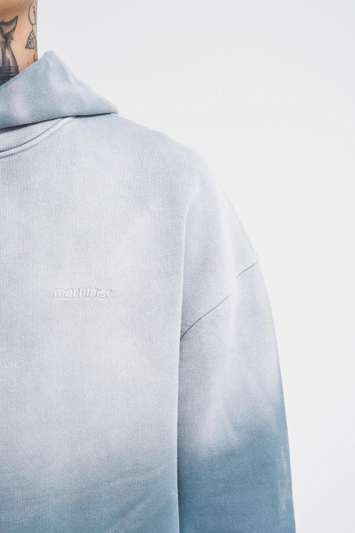 Erkek Gradient Yıkamalı Kapüşonlu Sweatshirt Gri