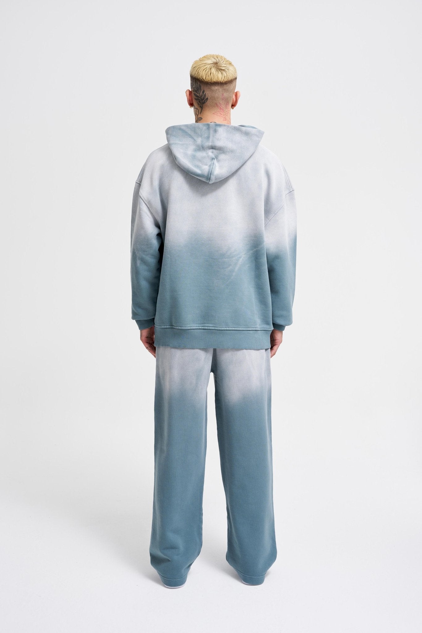 Erkek Gradient Yıkamalı Kapüşonlu Sweatshirt Gri