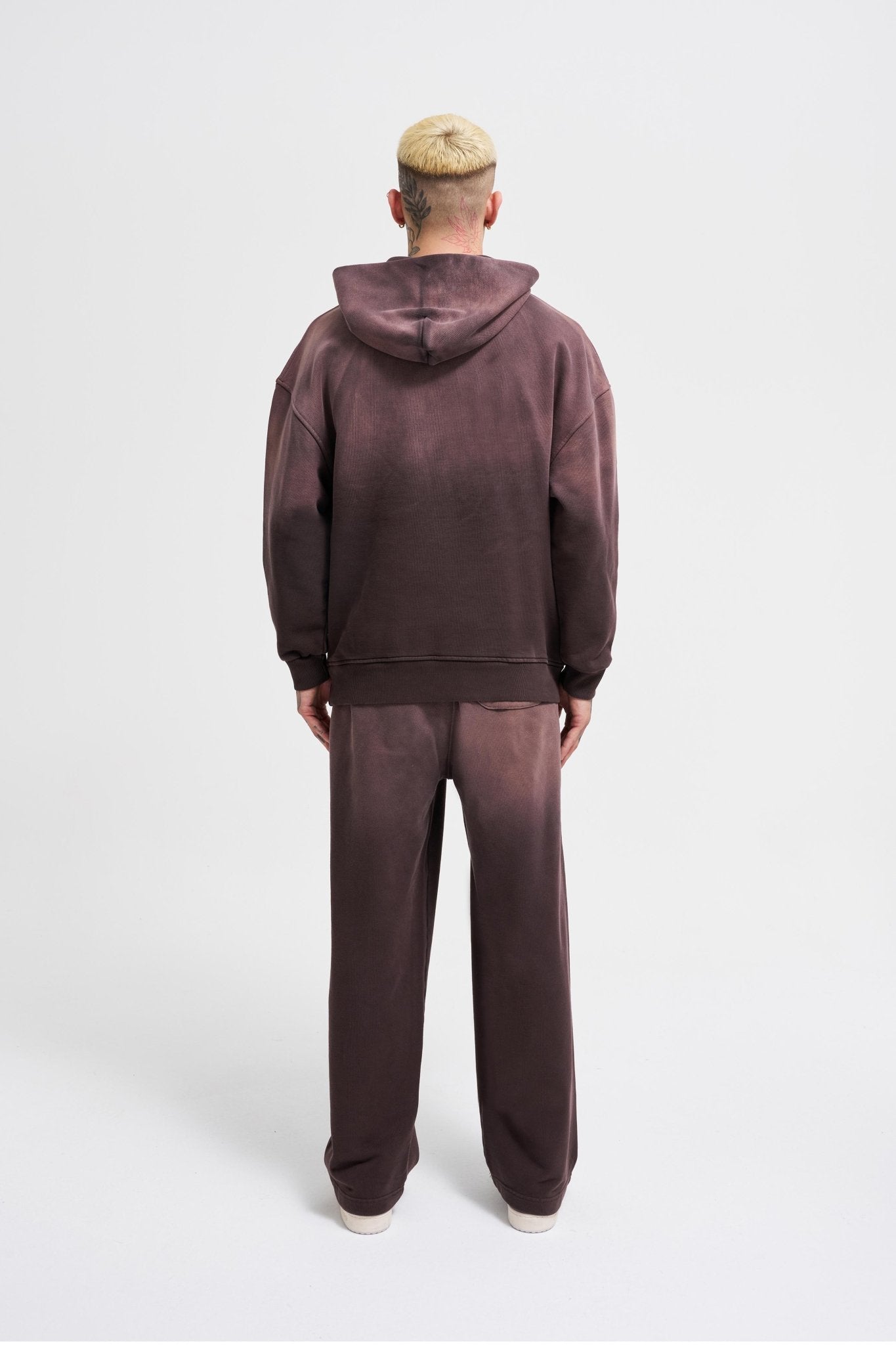 Erkek Gradient Yıkamalı Kapüşonlu Sweatshirt Kahverengi