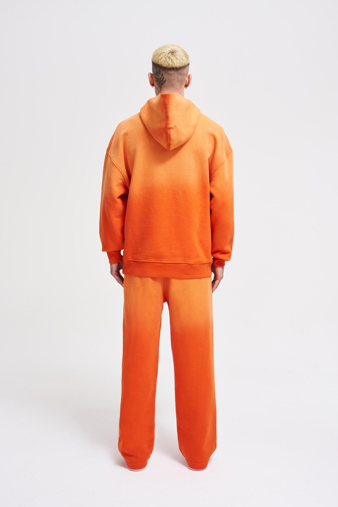 Erkek Gradient Yıkamalı Kapüşonlu Sweatshirt Turuncu