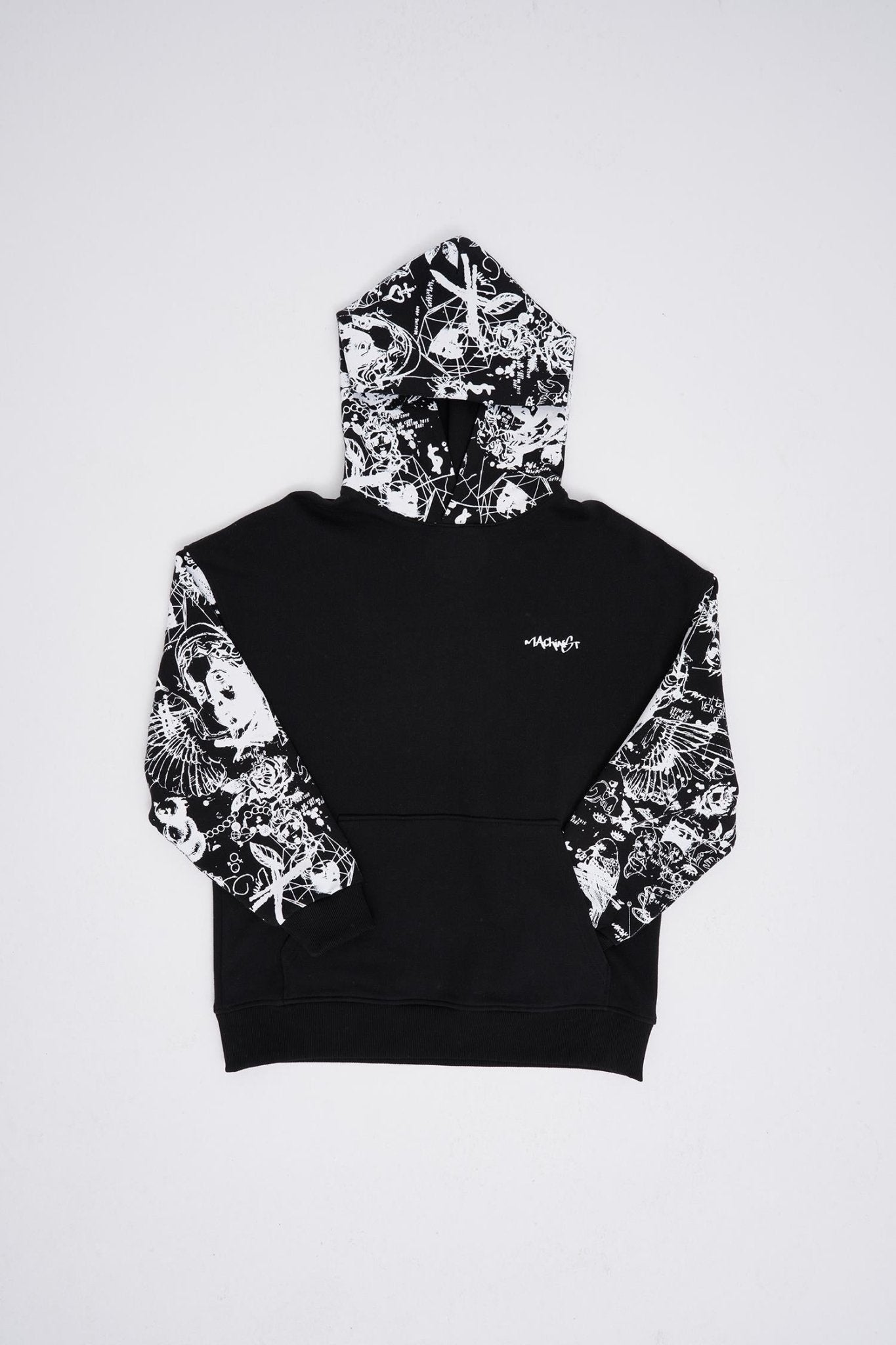 Erkek Graffiti Printed Hoodie Siyah