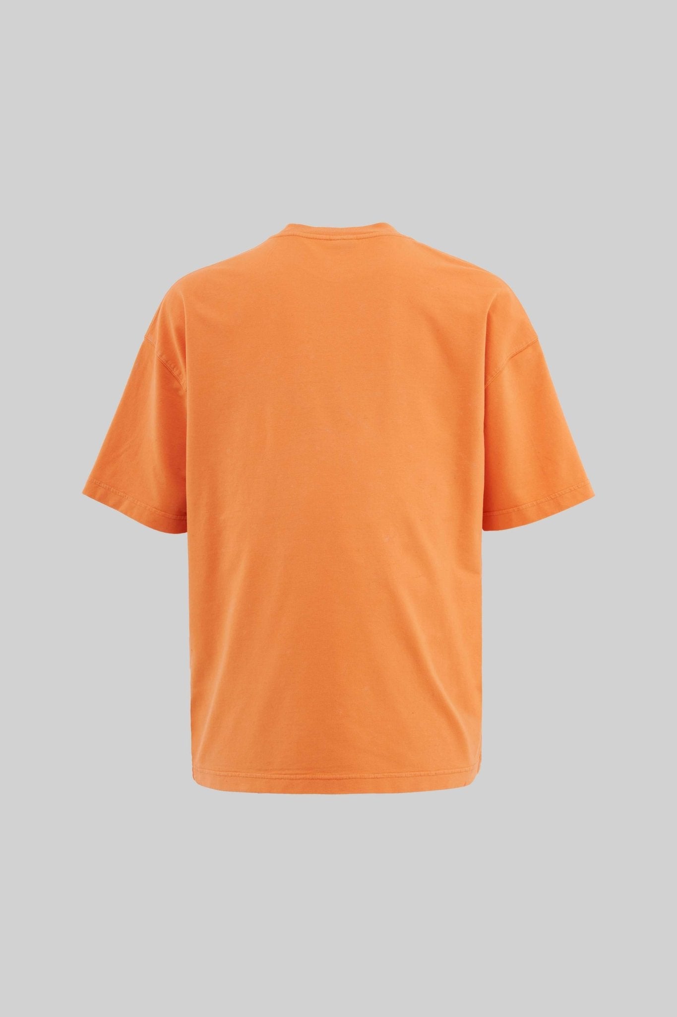 Erkek Graphic And Slogan Printed Yikamali Oversi̇ze Ti̇şört Turuncu