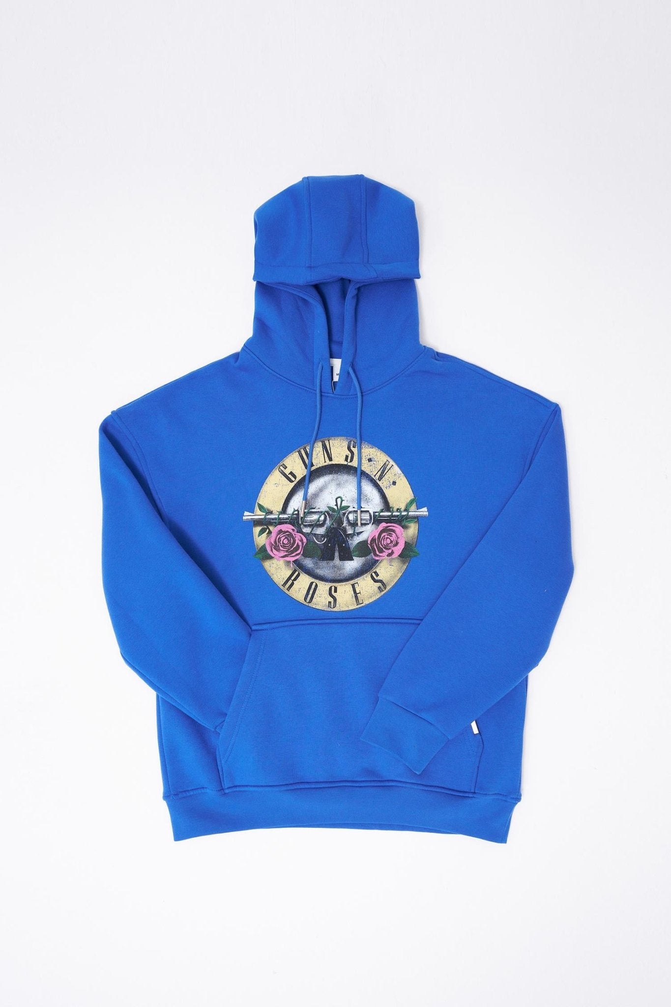 Erkek GUNS Baskılı Kapüşonlu Oversize Sweatshirt Saks Mavi