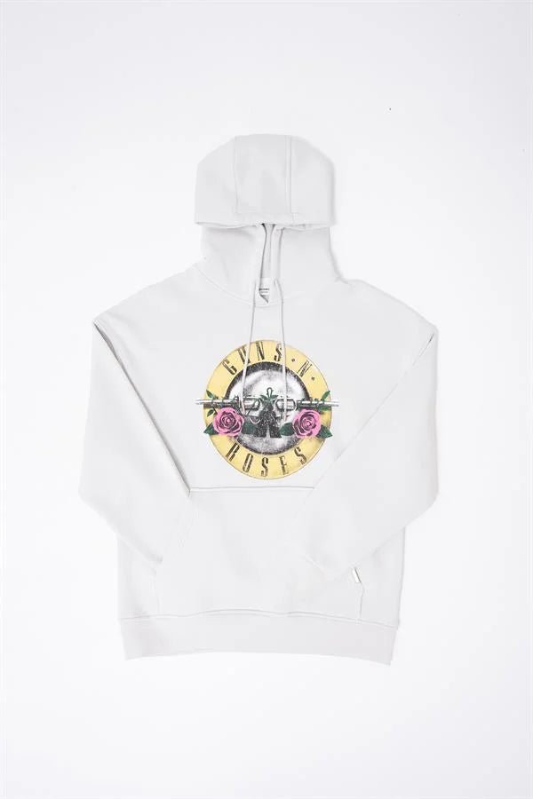 Erkek GUNS Baskılı Kapüşonlu Oversize Sweatshirt Uzay Grisi