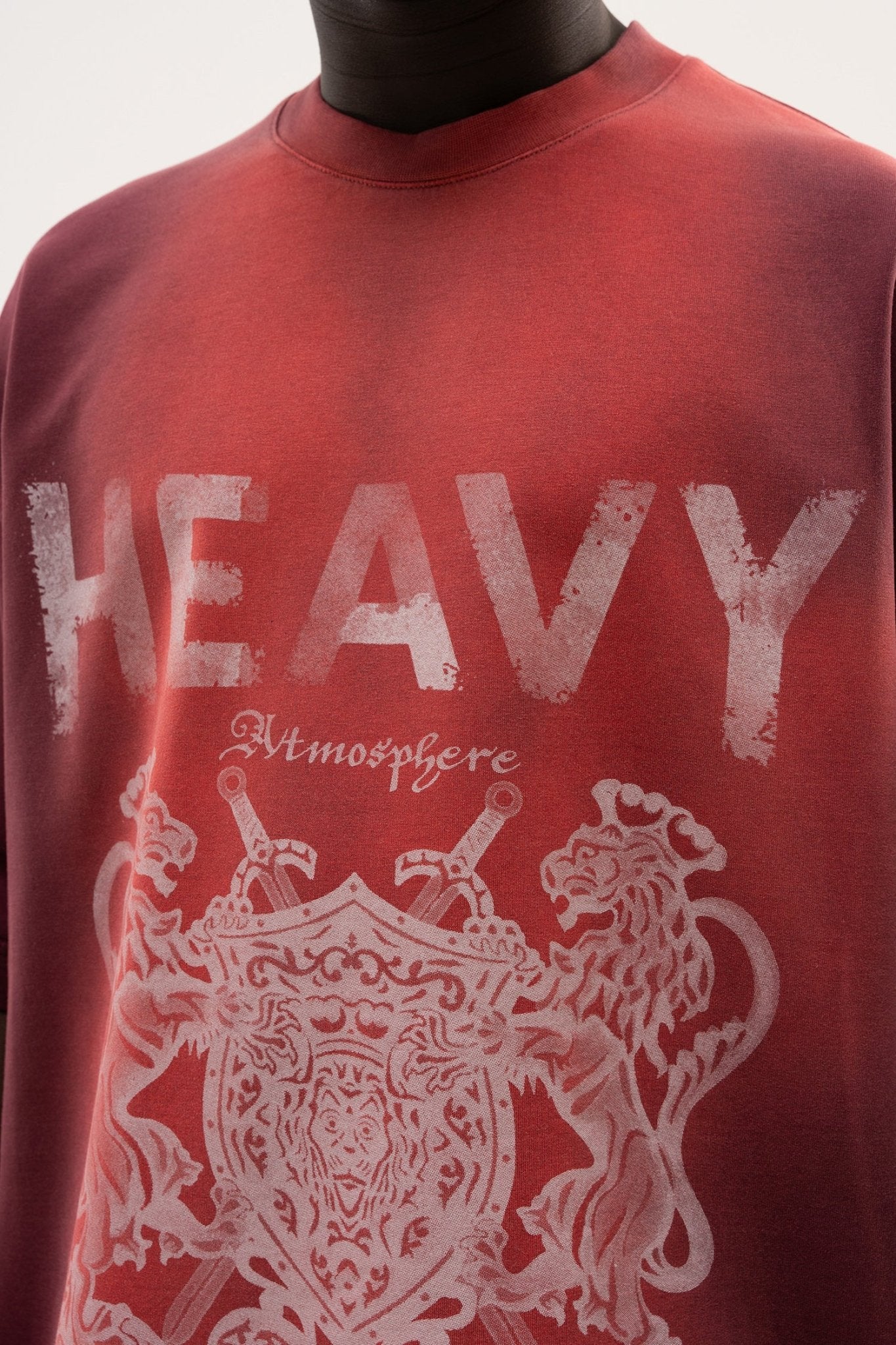 Erkek Heavy Baskılı Yıkamalı Oversize Tişört Vişne